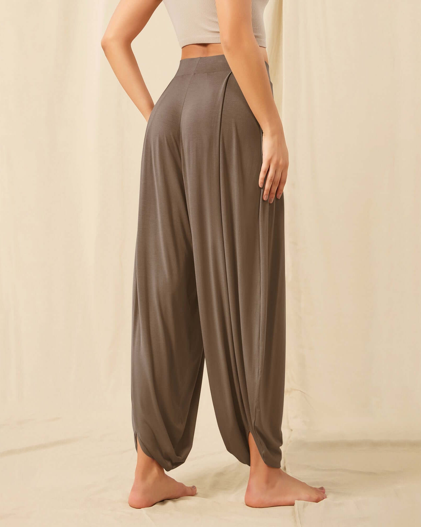 Women's Wide Leg Loose Draped Harem Pants with Pockets - ododos