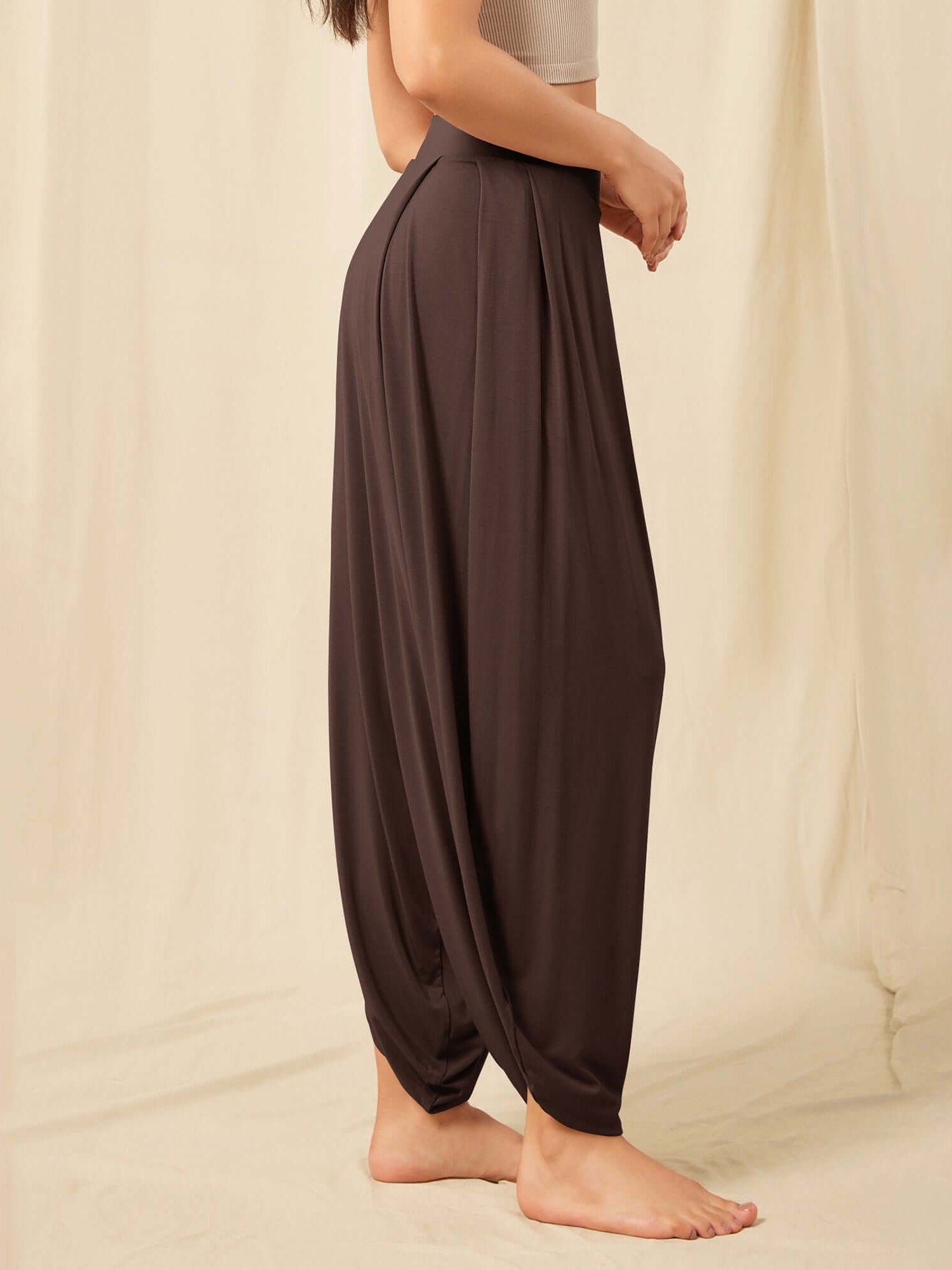 Women's Wide Leg Loose Draped Harem Pants with Pockets - ododos