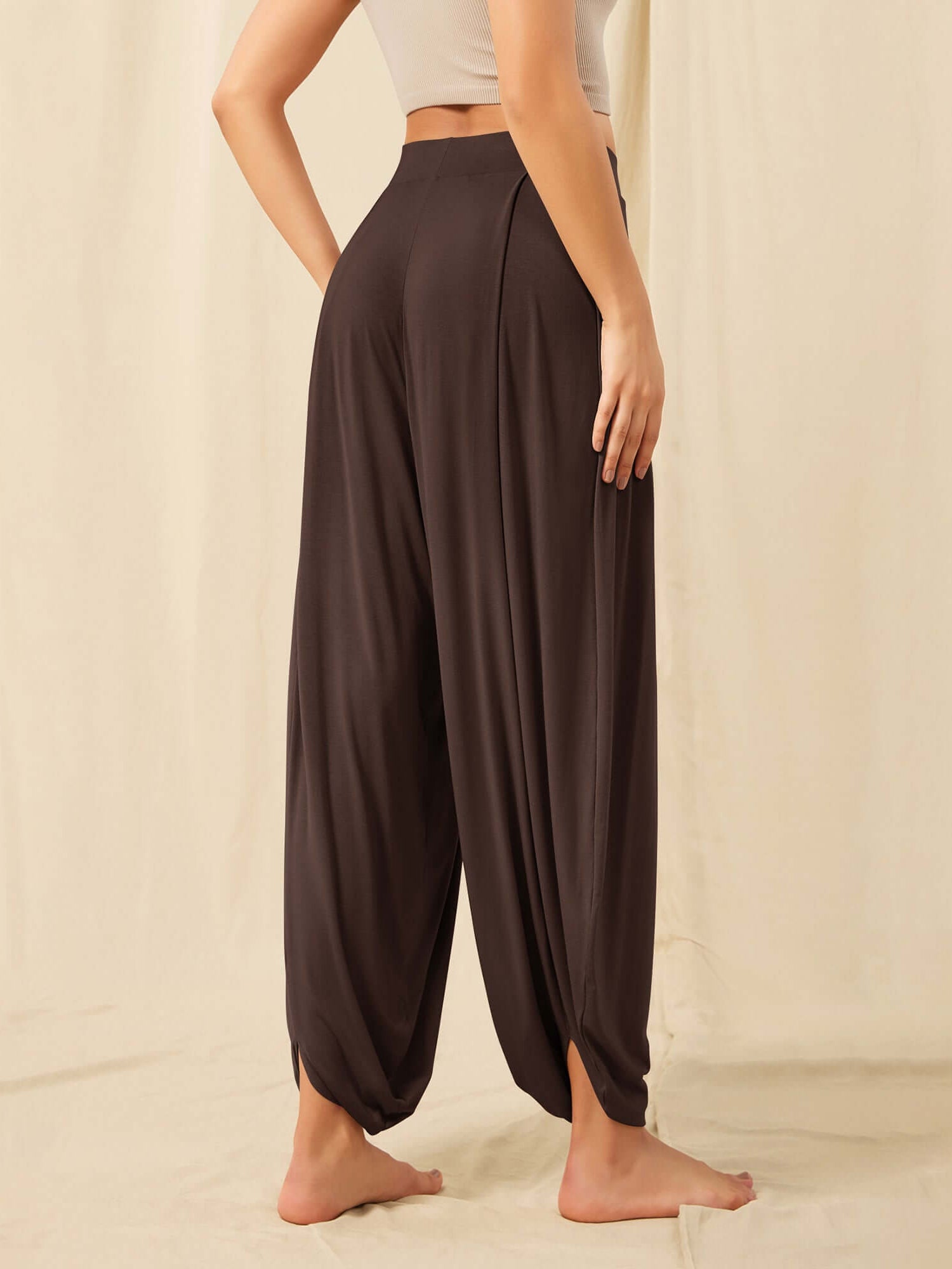 Women's Wide Leg Loose Draped Harem Pants with Pockets - ododos