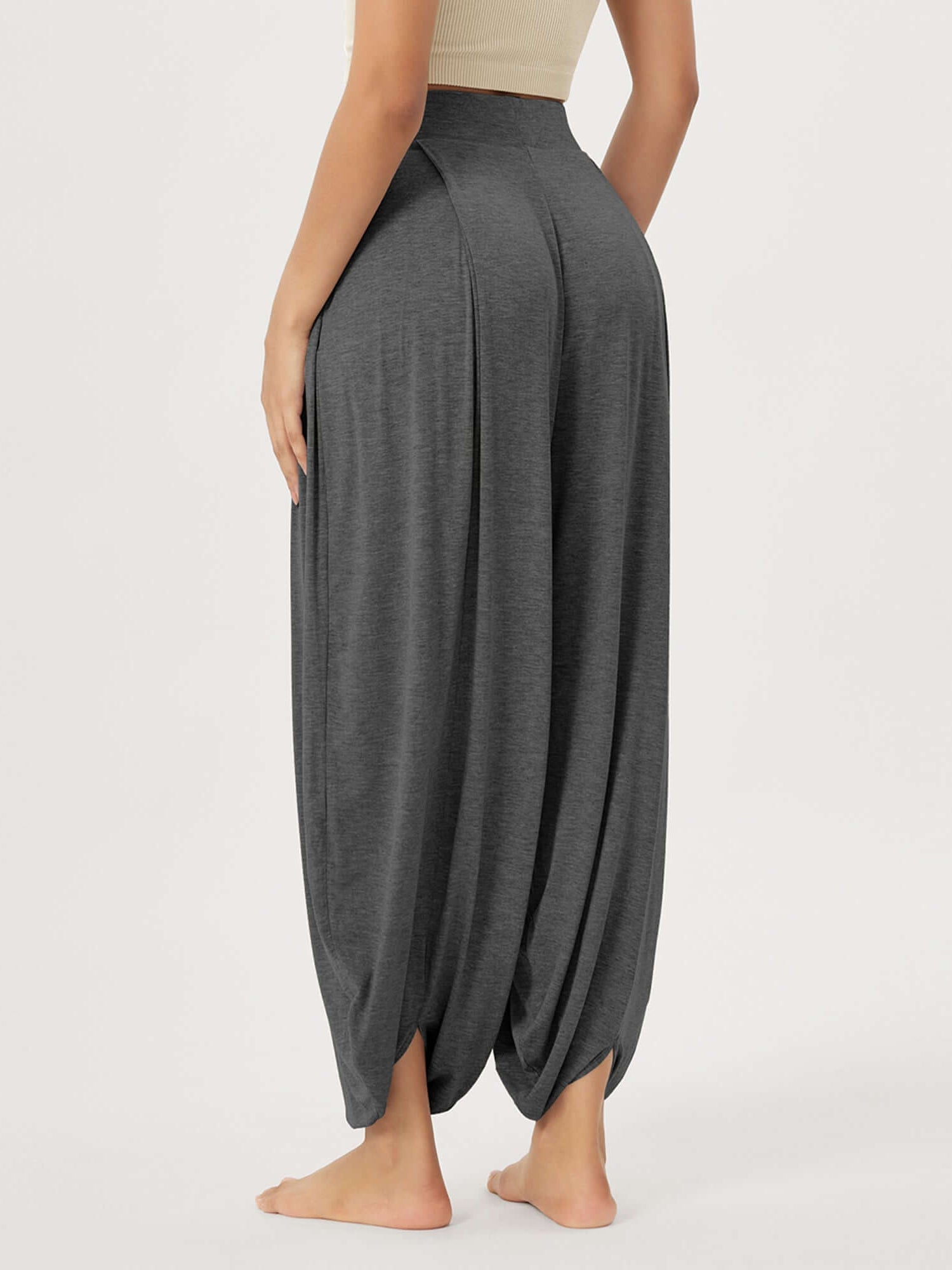 Women's Wide Leg Loose Draped Harem Pants with Pockets - ododos