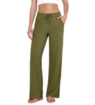 30 Drawstring Lightweight Loose Comfy Lounge Pants with Pockets Army Green - ododos