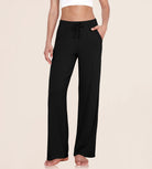 30 Drawstring Lightweight Loose Comfy Lounge Pants with Pockets Black - ododos