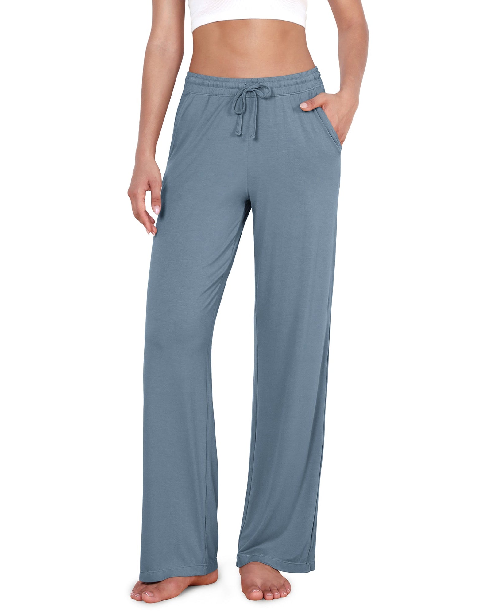 30 Drawstring Lightweight Loose Comfy Lounge Pants with Pockets Blue Fusion - ododos