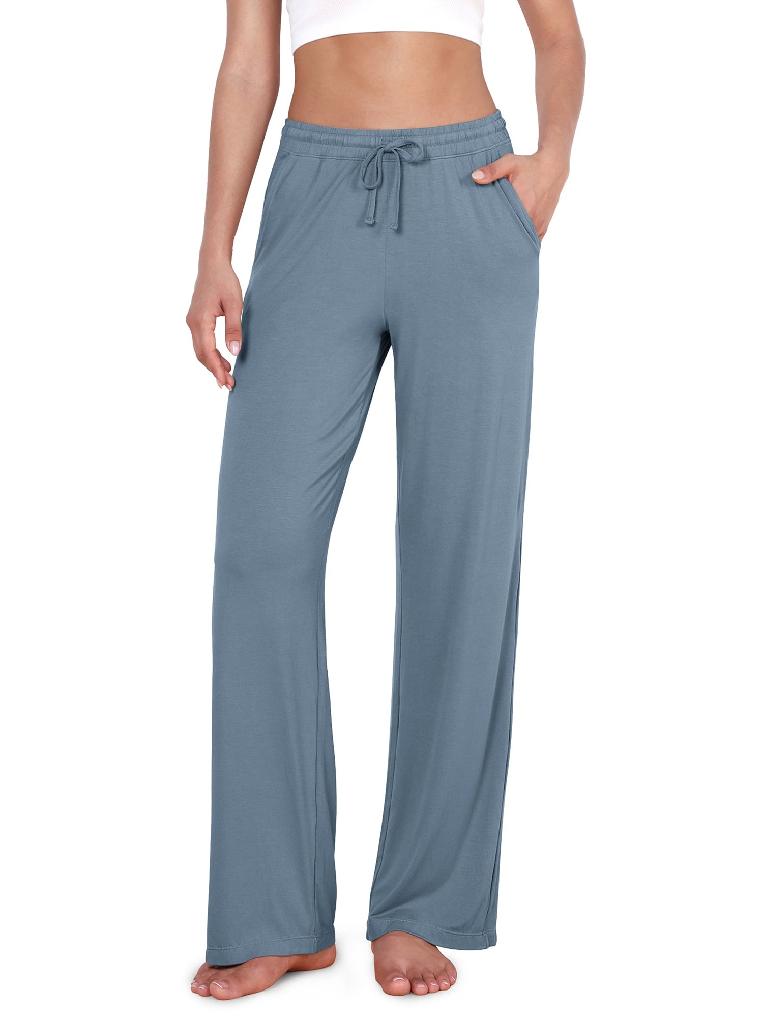 30 Drawstring Lightweight Loose Comfy Lounge Pants with Pockets Blue Fusion - ododos