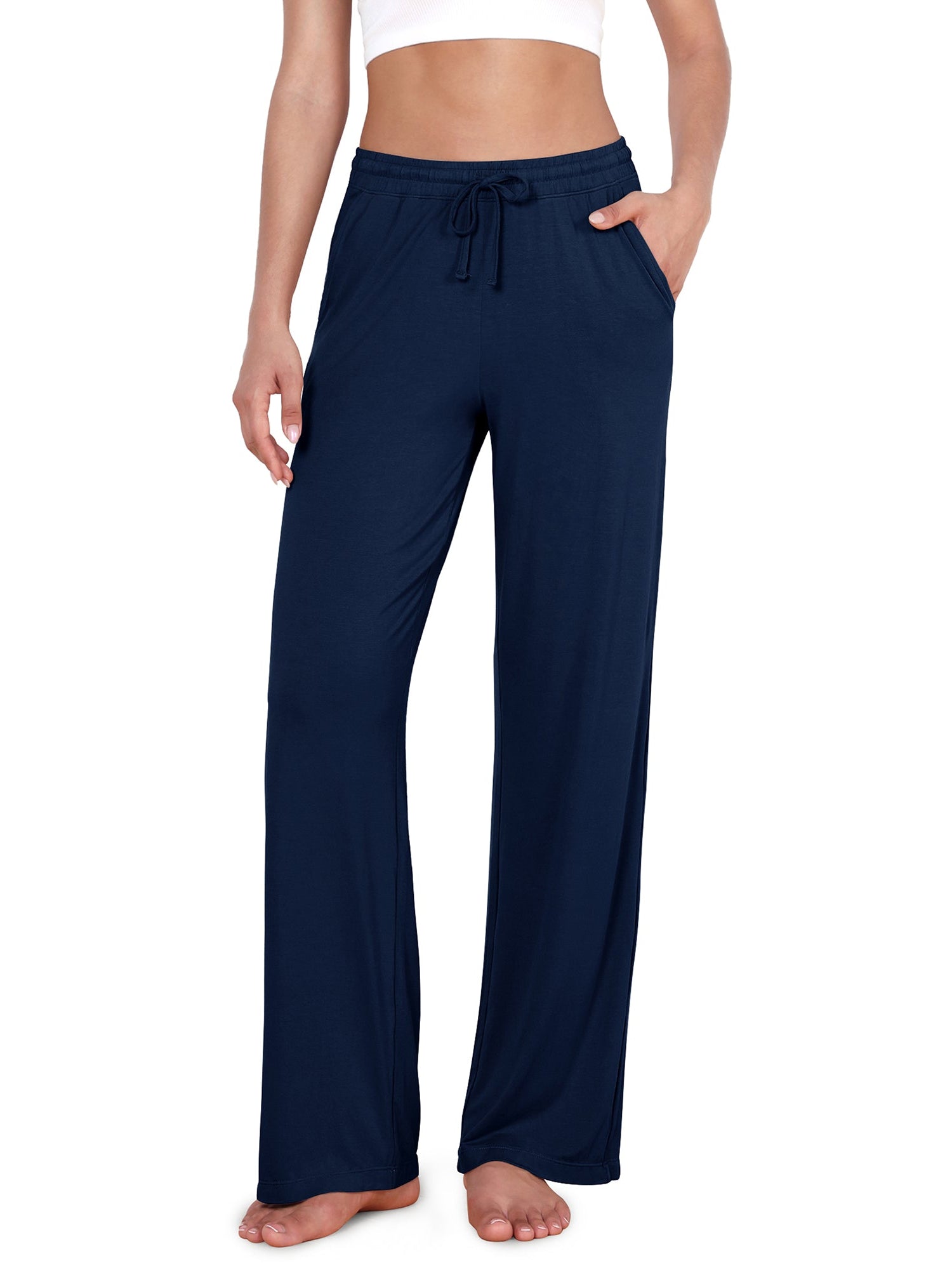 30 Drawstring Lightweight Loose Comfy Lounge Pants with Pockets Navy - ododos