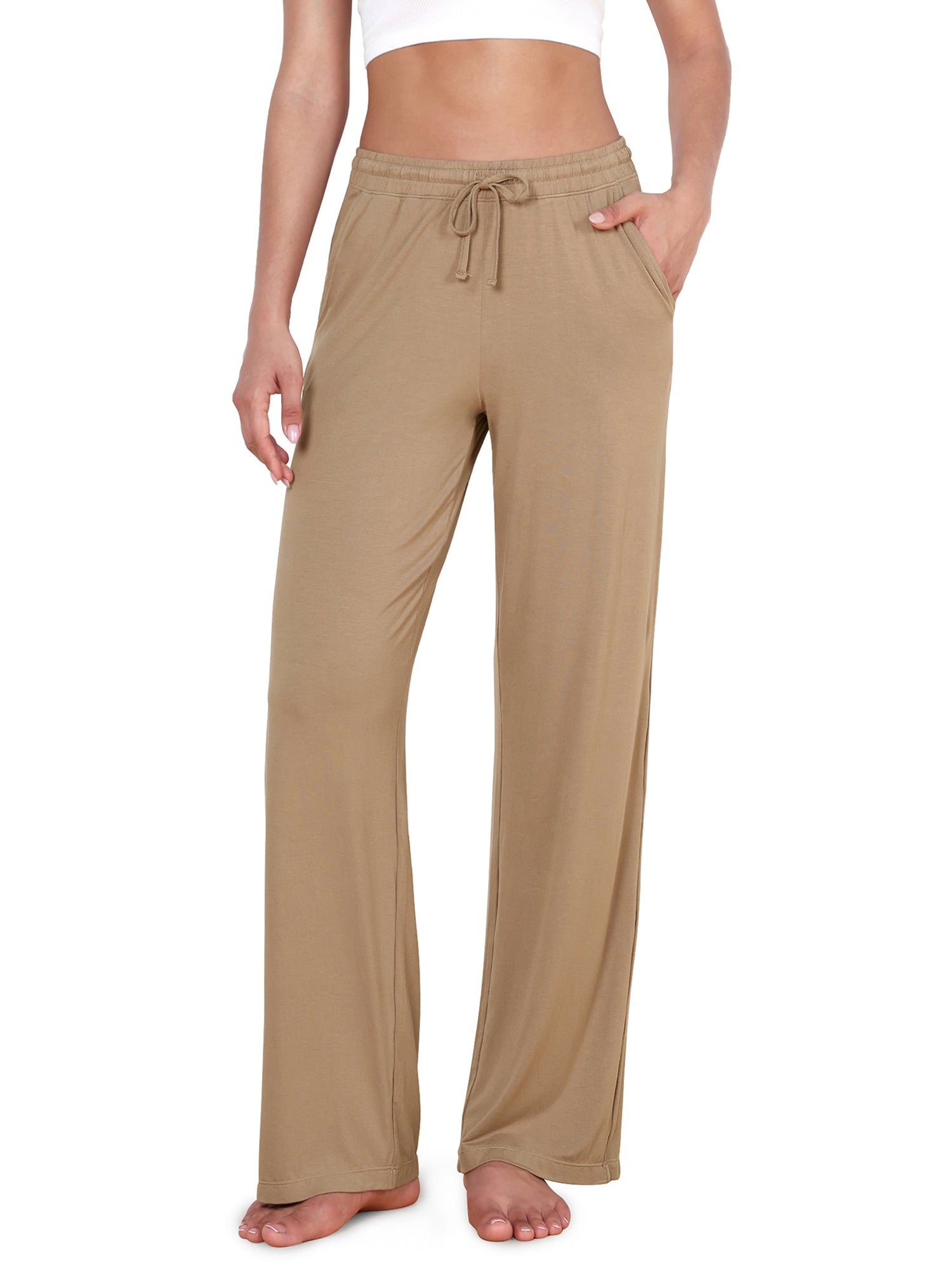 30 Drawstring Lightweight Loose Comfy Lounge Pants with Pockets Peanut - ododos