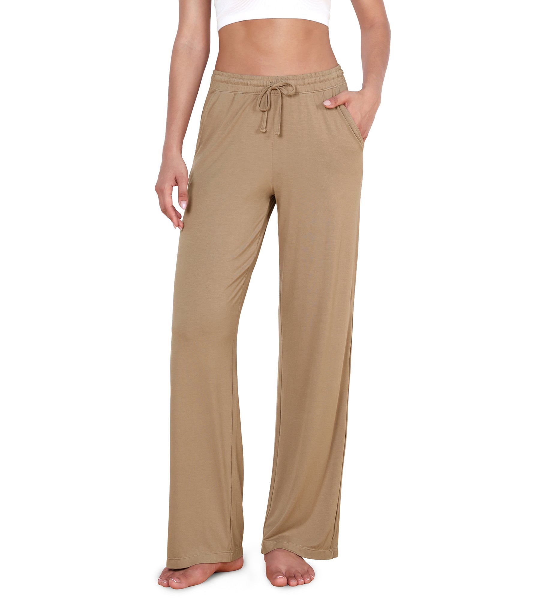 30 Drawstring Lightweight Loose Comfy Lounge Pants with Pockets Peanut - ododos