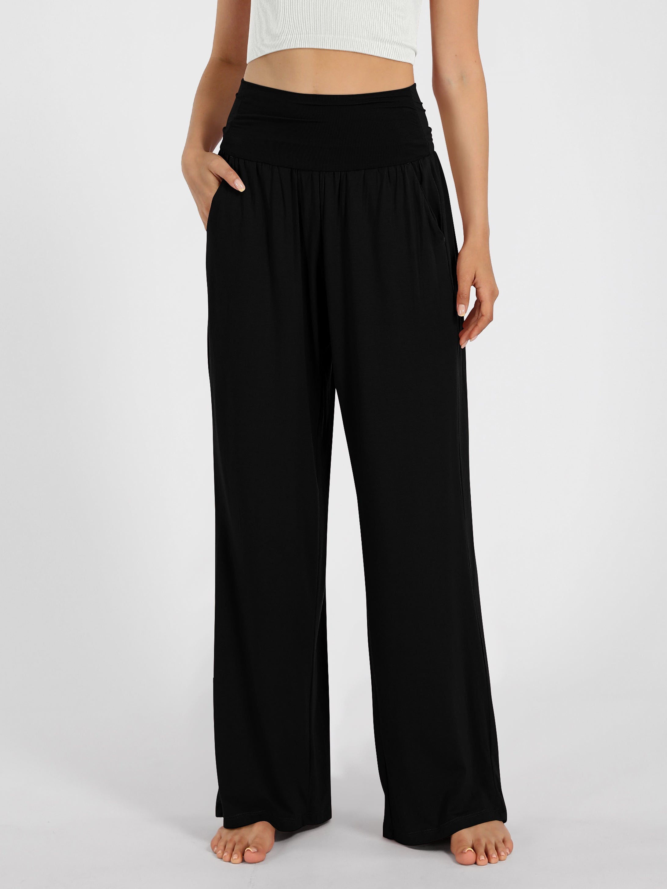 28 Wide Leg Palazzo Loose Comfy Lounge Pants with Pockets - ododos