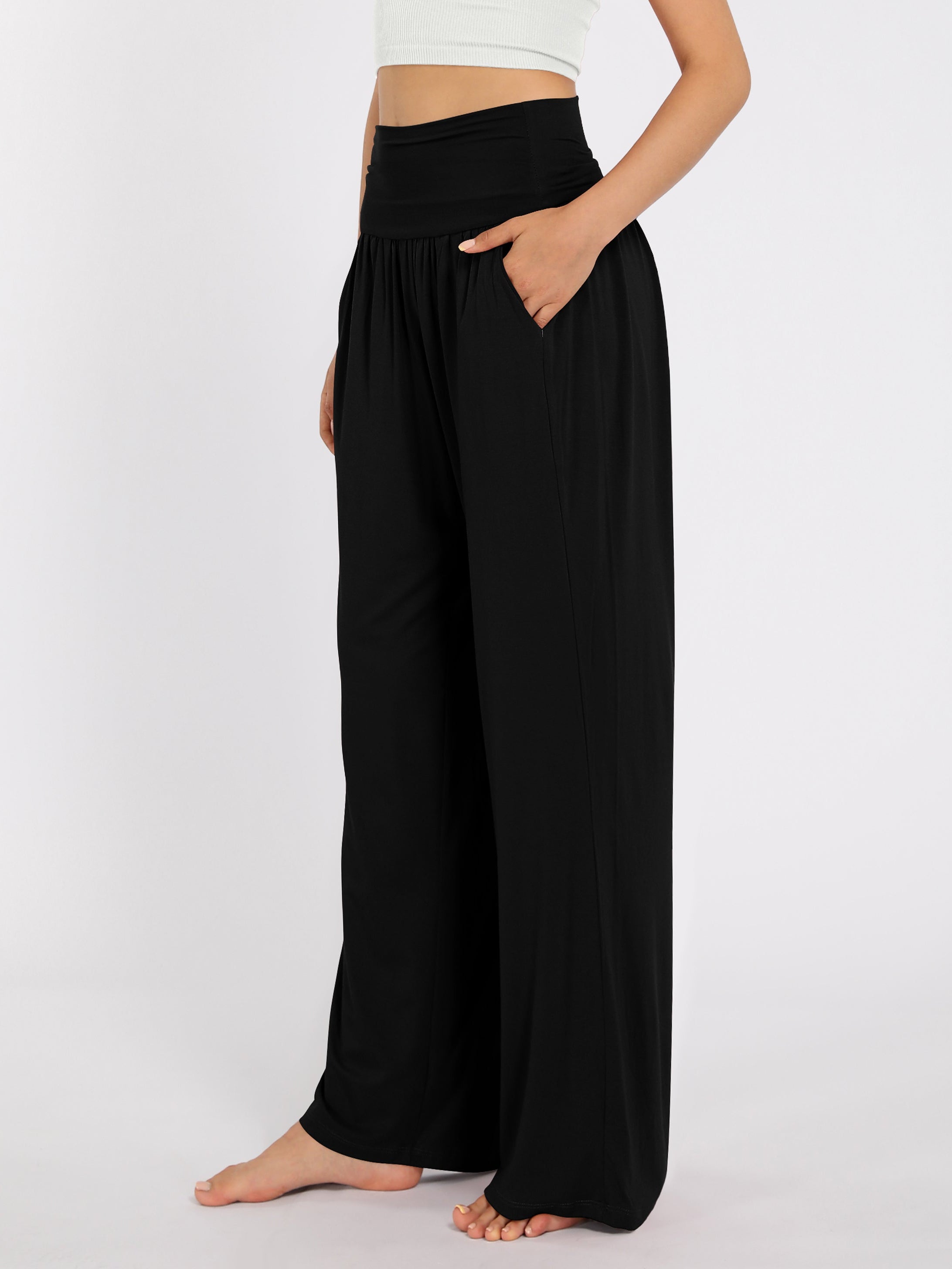 28 Wide Leg Palazzo Loose Comfy Lounge Pants with Pockets - ododos