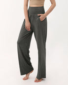 28 Wide Leg Palazzo Loose Comfy Lounge Pants with Pockets Charcoal Heather - ododos