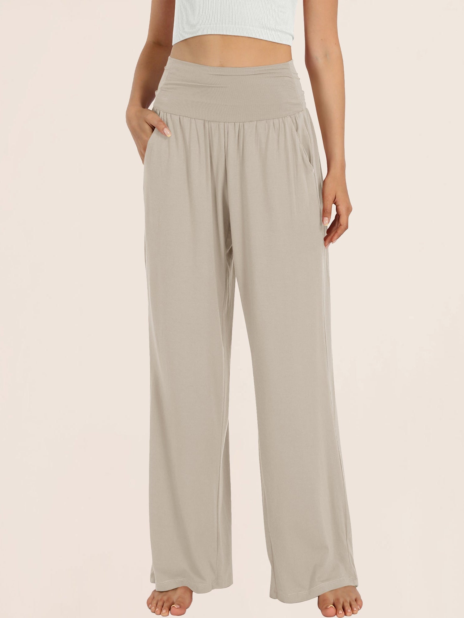 28 Wide Leg Palazzo Loose Comfy Lounge Pants with Pockets - ododos