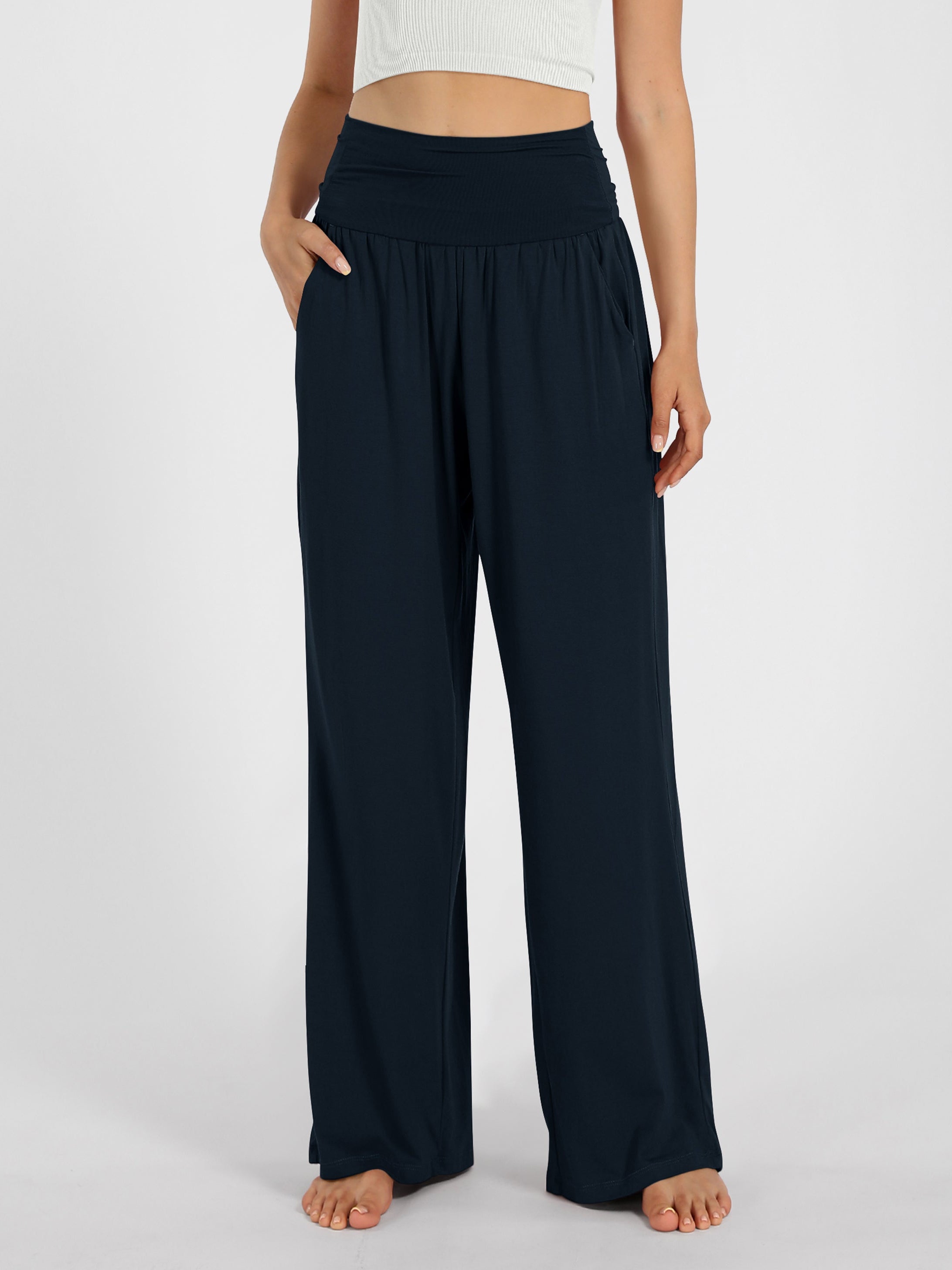 28 Wide Leg Palazzo Loose Comfy Lounge Pants with Pockets - ododos
