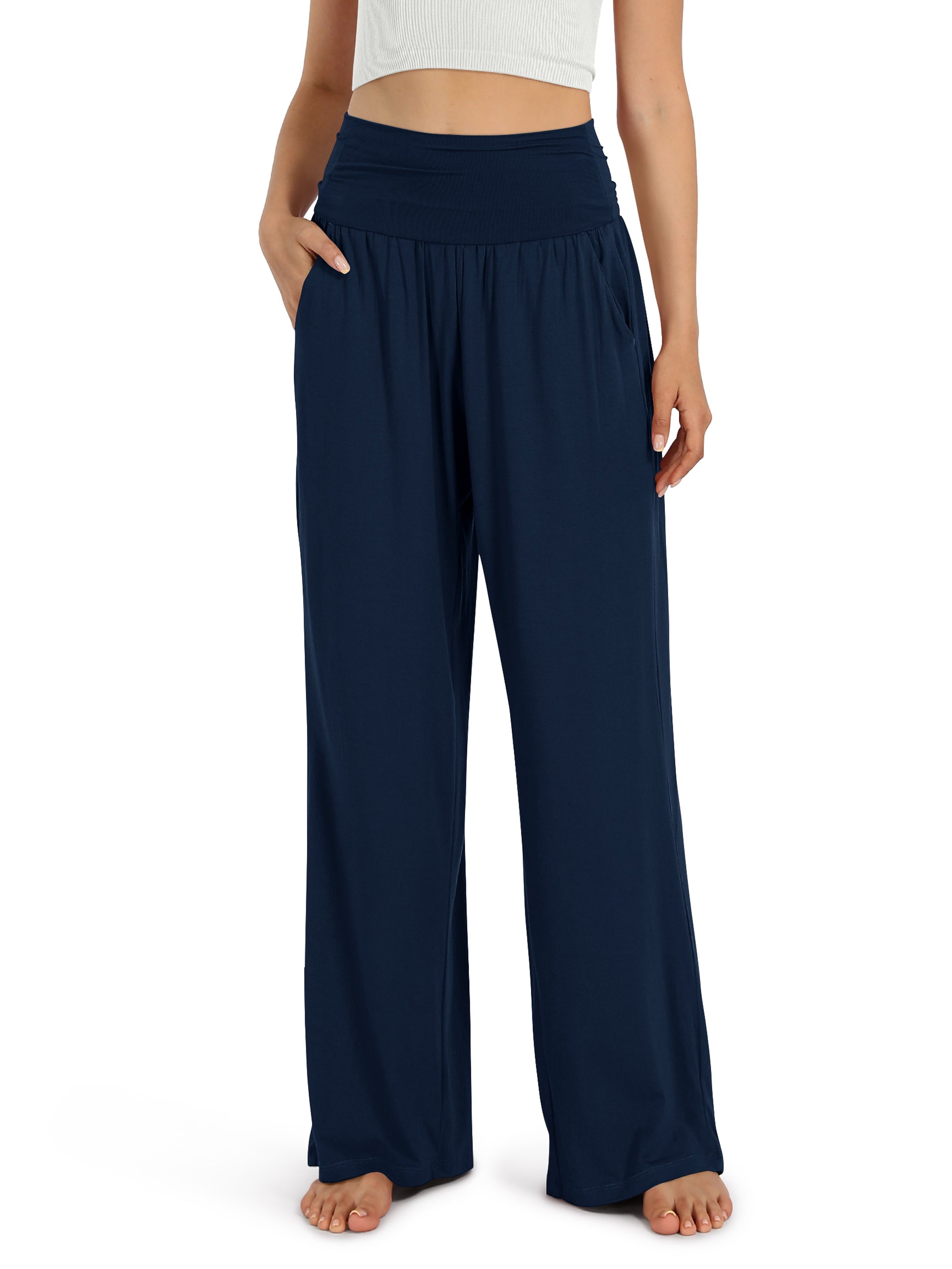 28 Wide Leg Palazzo Loose Comfy Lounge Pants with Pockets - ododos