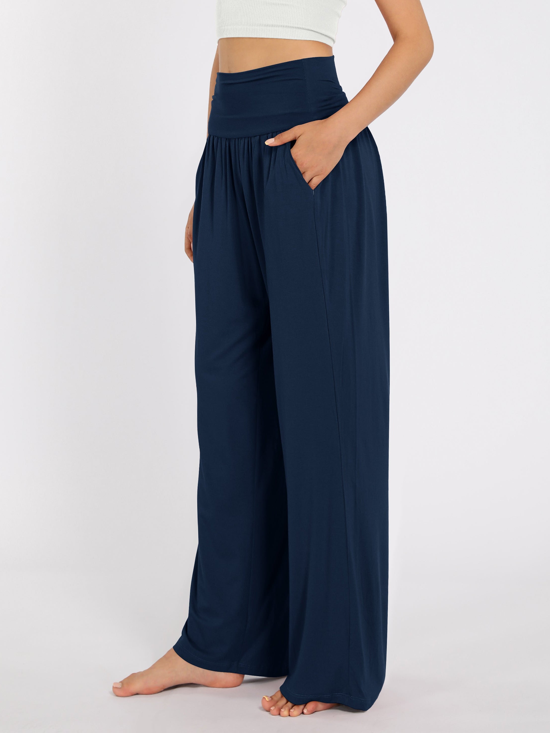 28 Wide Leg Palazzo Loose Comfy Lounge Pants with Pockets - ododos