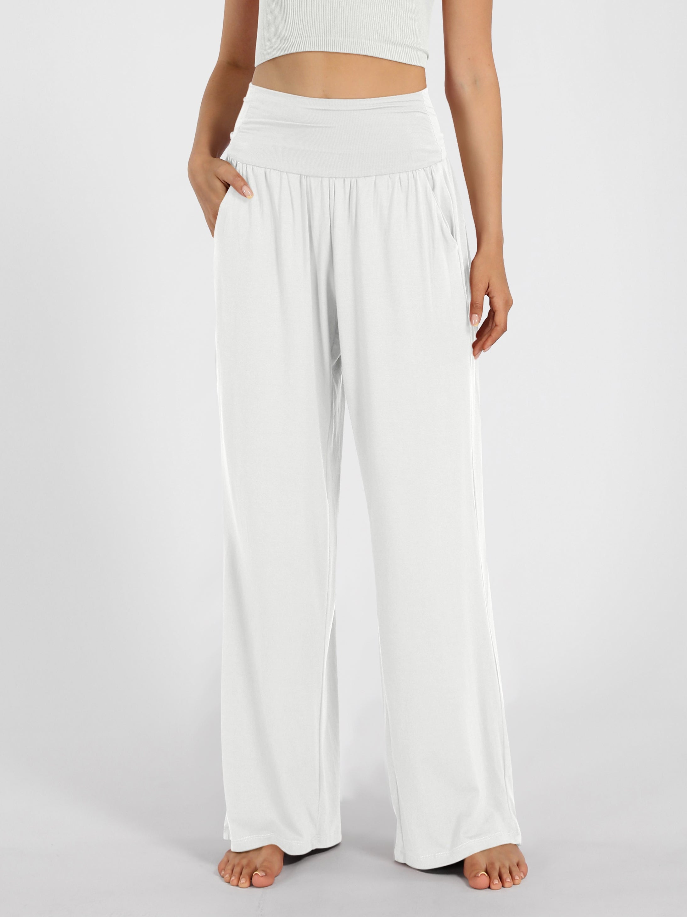 28 Wide Leg Palazzo Loose Comfy Lounge Pants with Pockets - ododos