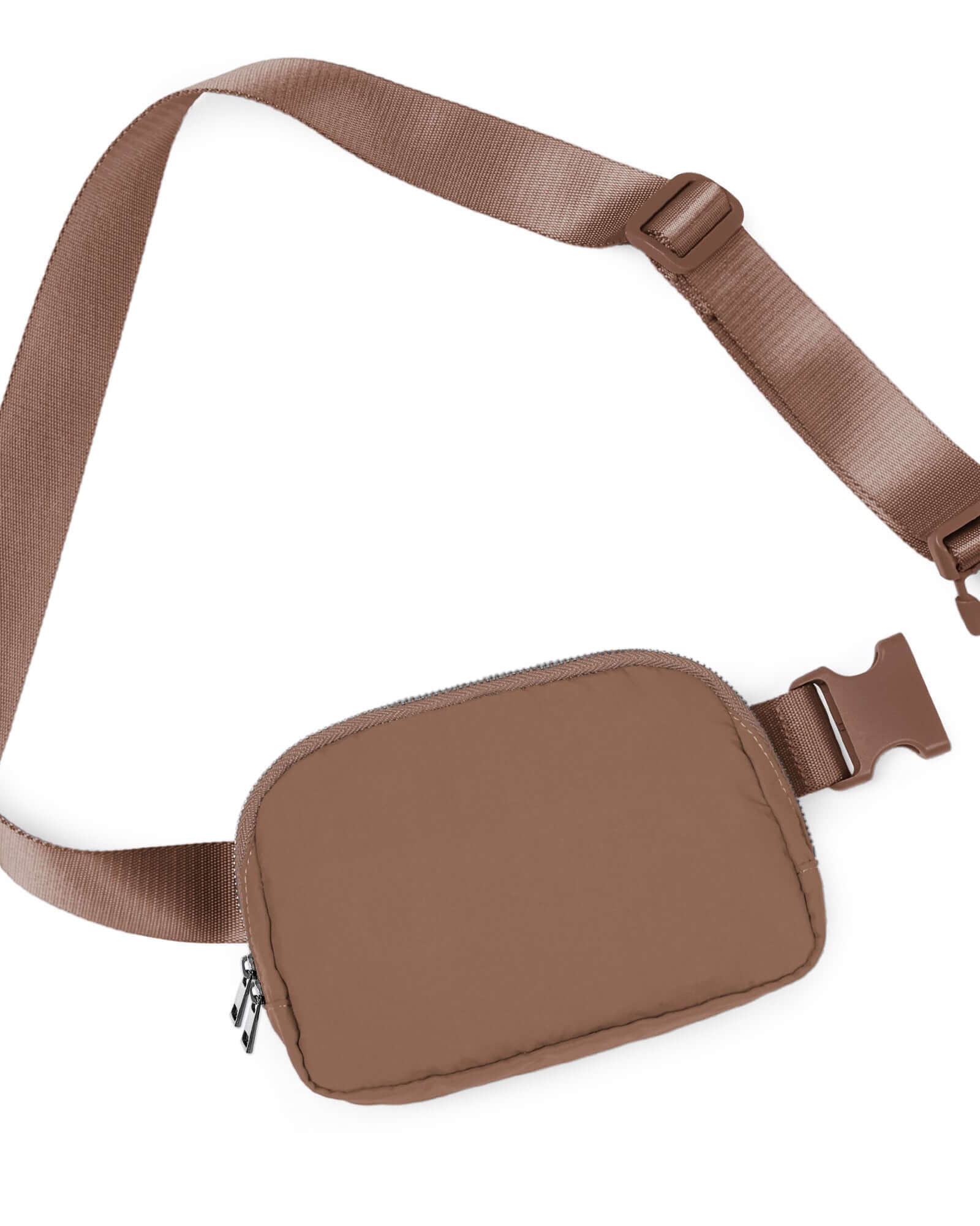 Unisex Two-Way Zip Mini Belt Bag Brown 8 x 2 x 5.5 - ododos