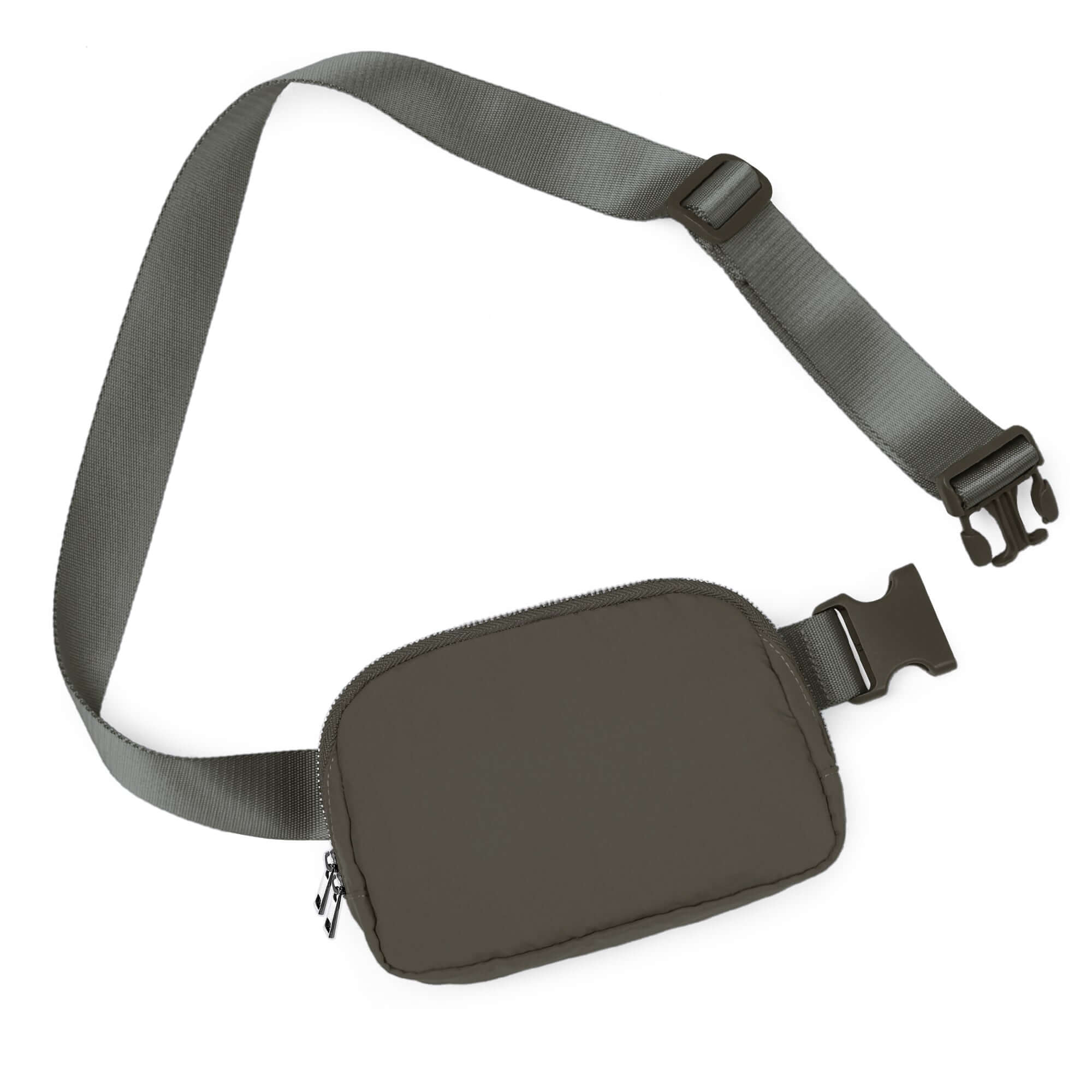 Unisex Two-Way Zip Mini Belt Bag Dark Umber 8 x 2 x 5.5 - ododos