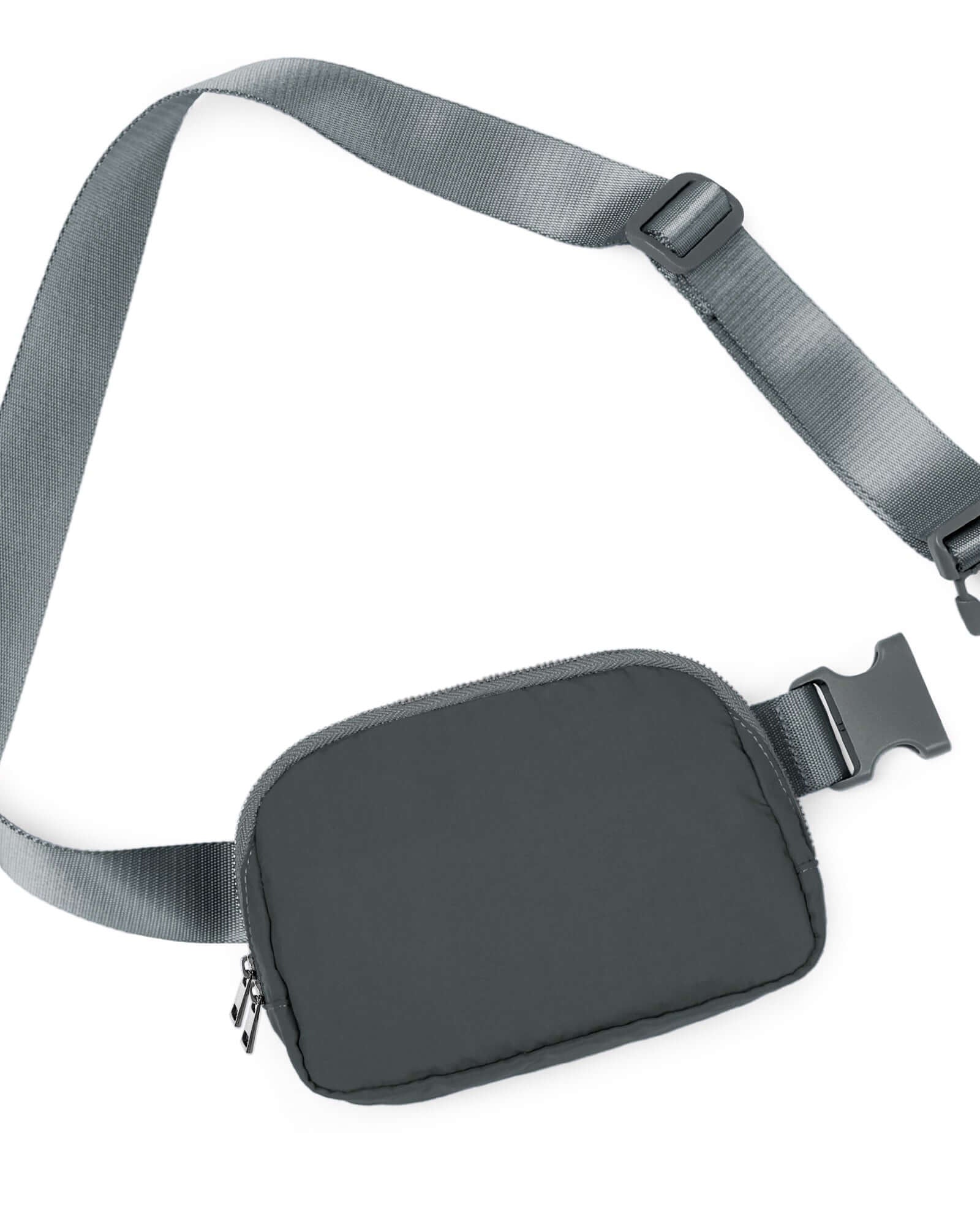 Unisex Two-Way Zip Mini Belt Bag Iron Gray 8 x 2 x 5.5 - ododos