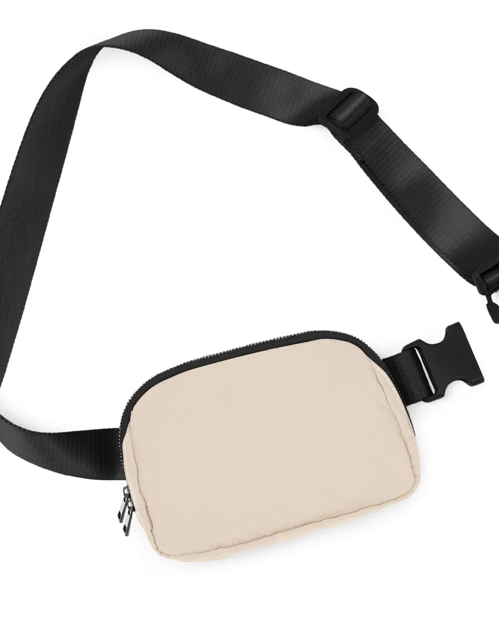 Unisex Two-Way Zip Mini Belt Bag Ivory Black 8 x 2 x 5.5 - ododos
