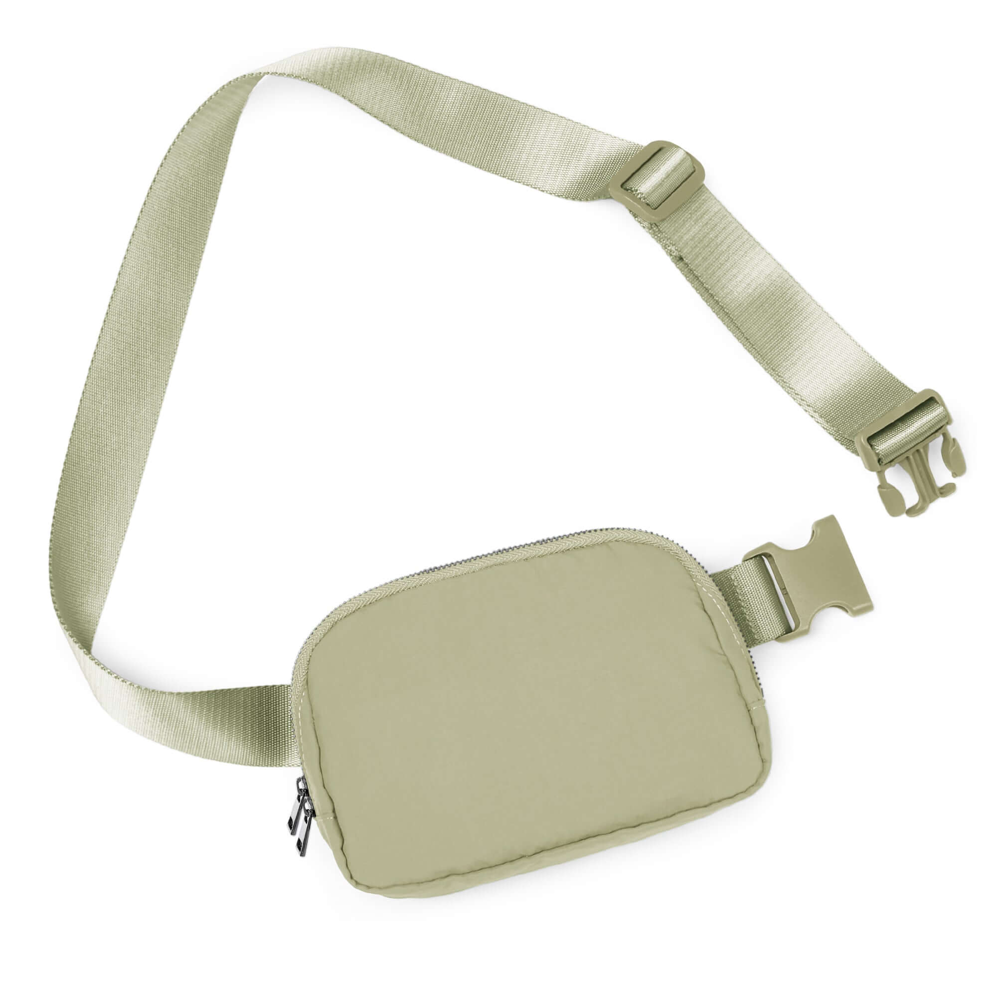 Unisex Two-Way Zip Mini Belt Bag Khaki Green 8 x 2 x 5.5 - ododos