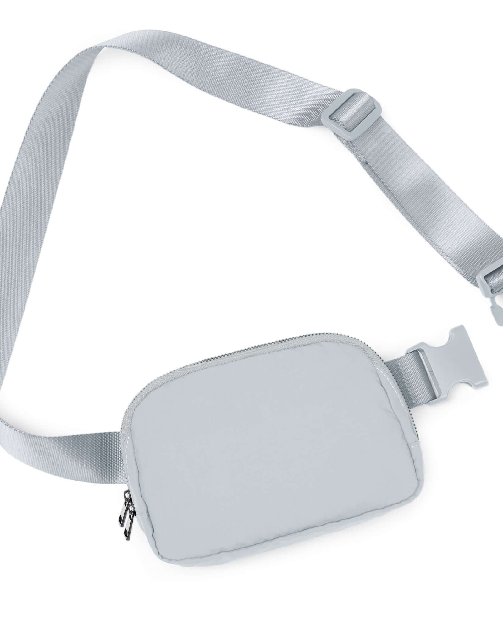 Unisex Two-Way Zip Mini Belt Bag Light Grey 8 x 2 x 5.5 - ododos