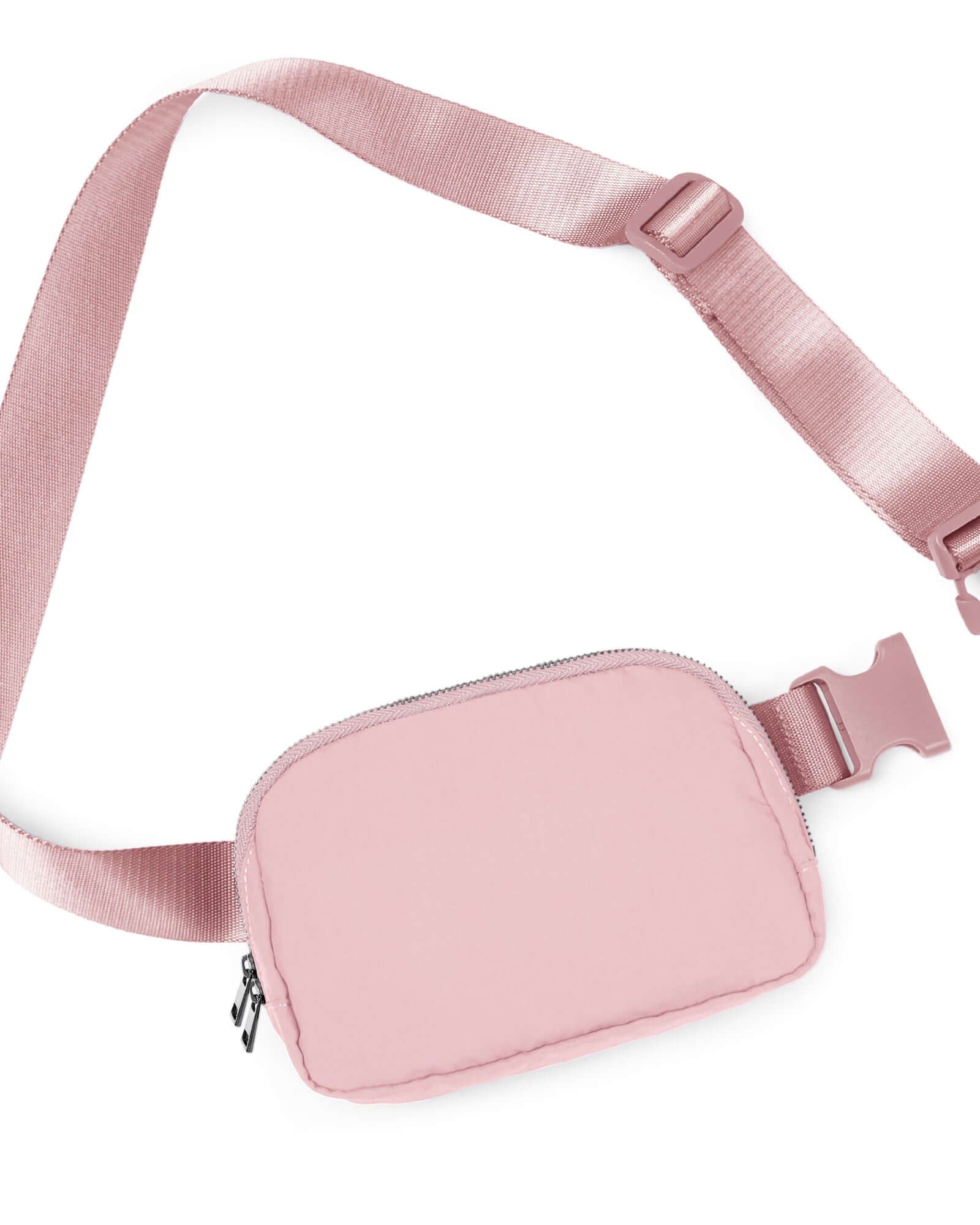 Unisex Two-Way Zip Mini Belt Bag Light Pink 8 x 2 x 5.5 - ododos