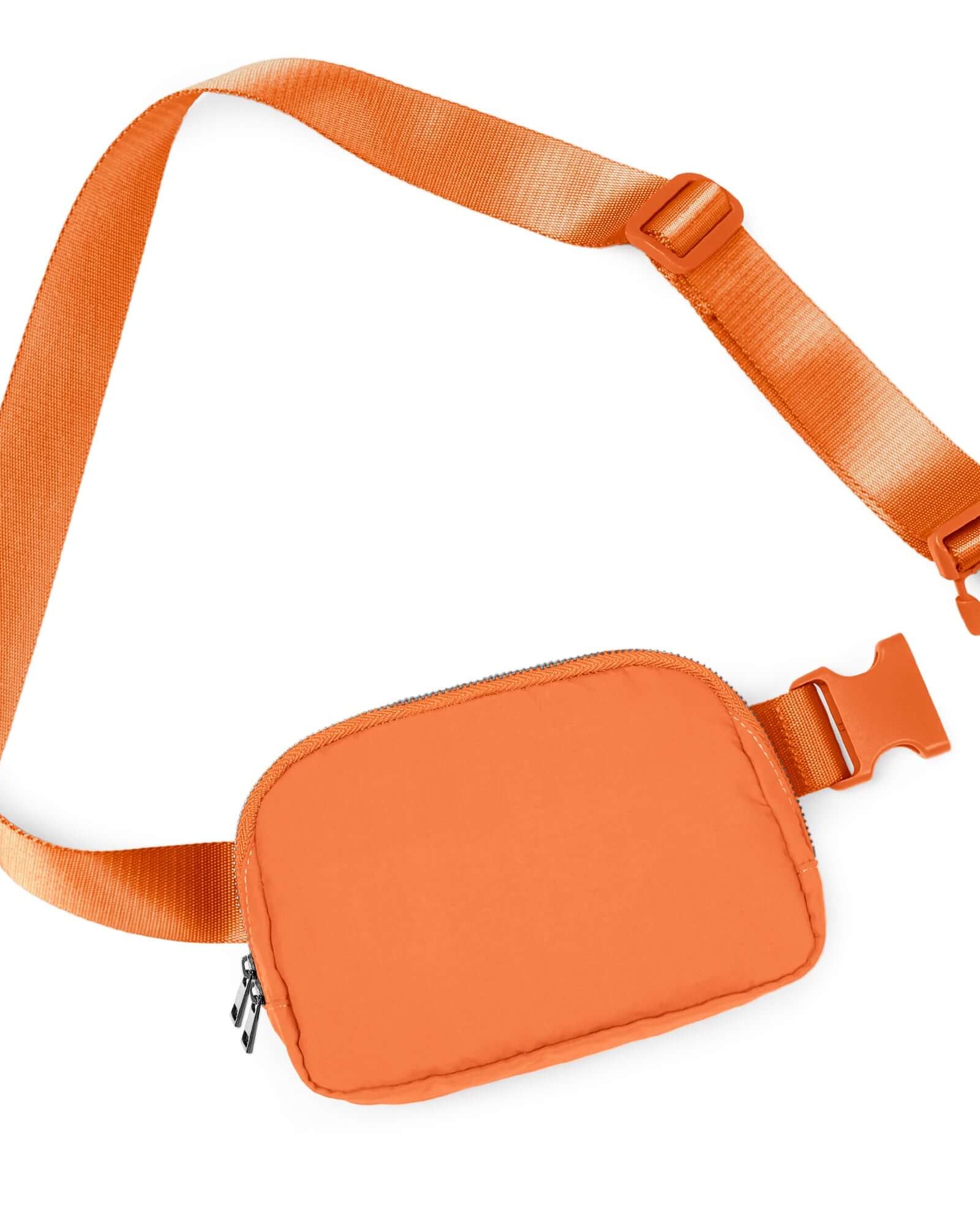 Unisex Two-Way Zip Mini Belt Bag Orange 8 x 2 x 5.5 - ododos