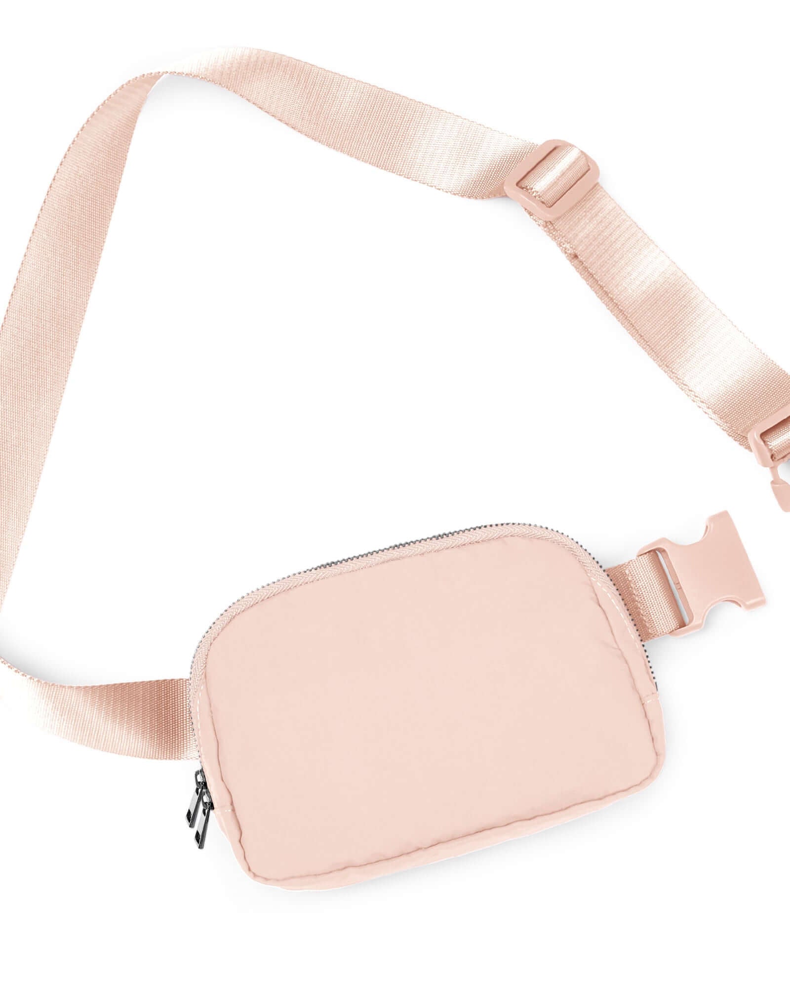 Unisex Two-Way Zip Mini Belt Bag Pale Coral 8 x 2 x 5.5 - ododos