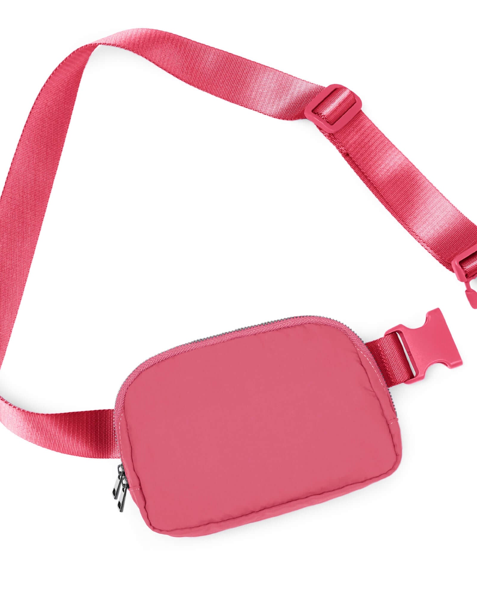 Unisex Two-Way Zip Mini Belt Bag Raspberry 8 x 2 x 5.5 - ododos