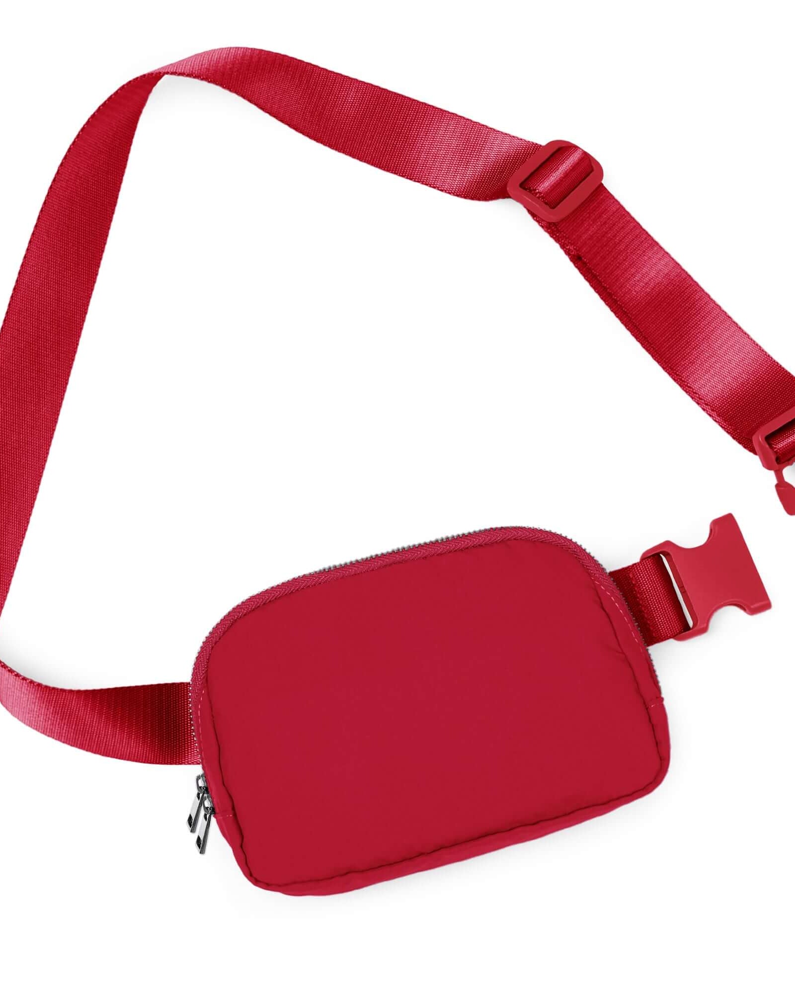 Unisex Two-Way Zip Mini Belt Bag Red 8 x 2 x 5.5 - ododos