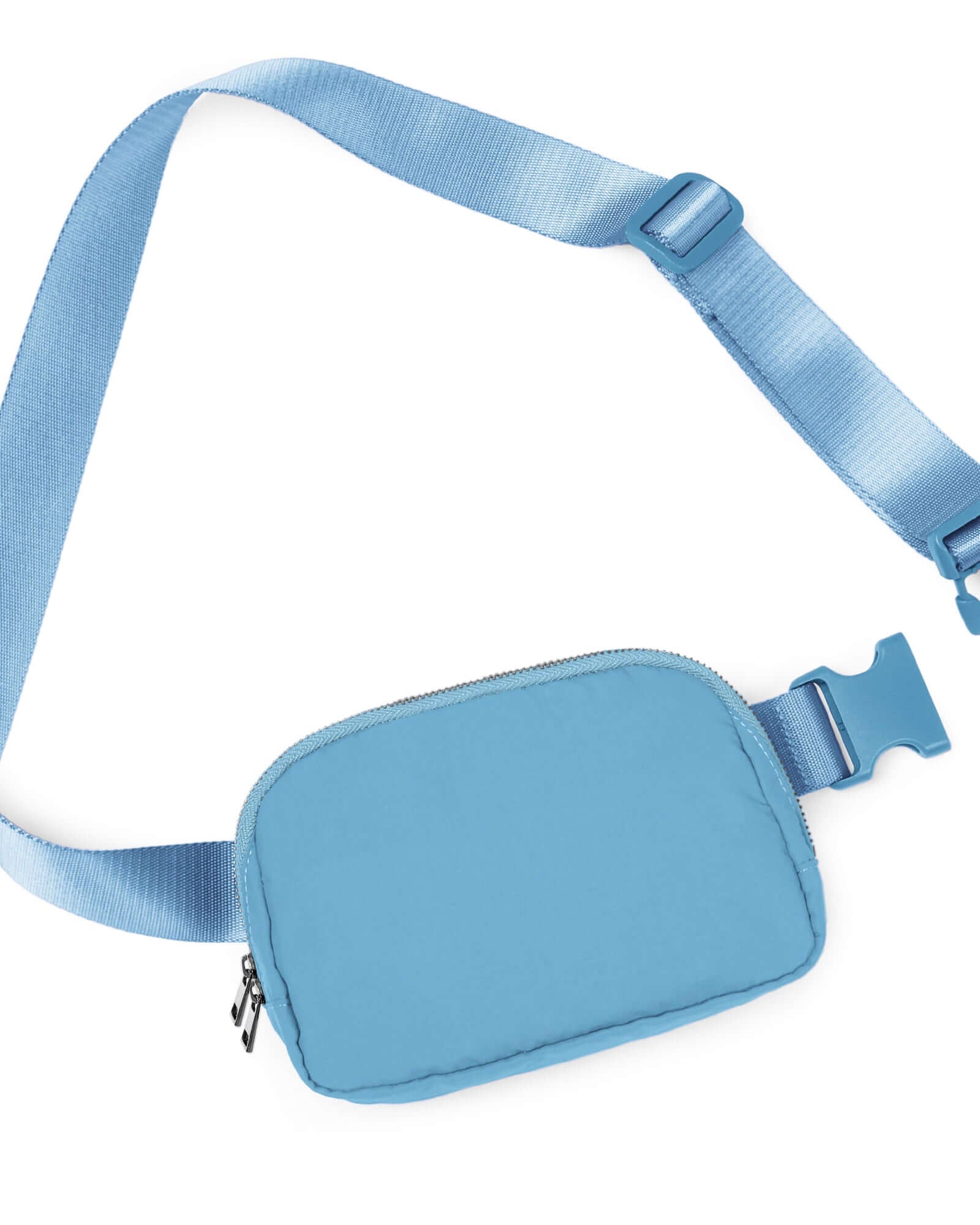 Unisex Two-Way Zip Mini Belt Bag Steel Blue 8 x 2 x 5.5 - ododos