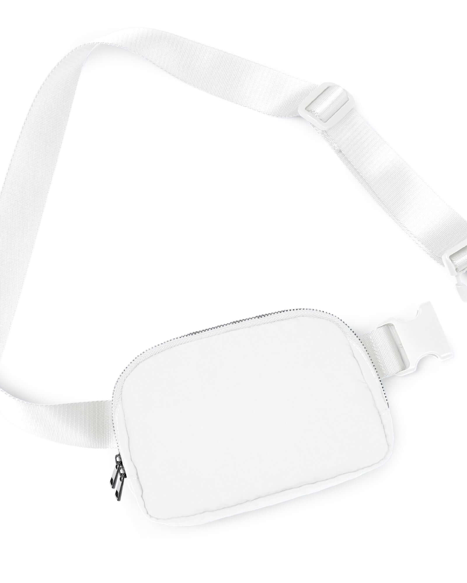 Unisex Two-Way Zip Mini Belt Bag White 8 x 2 x 5.5 - ododos