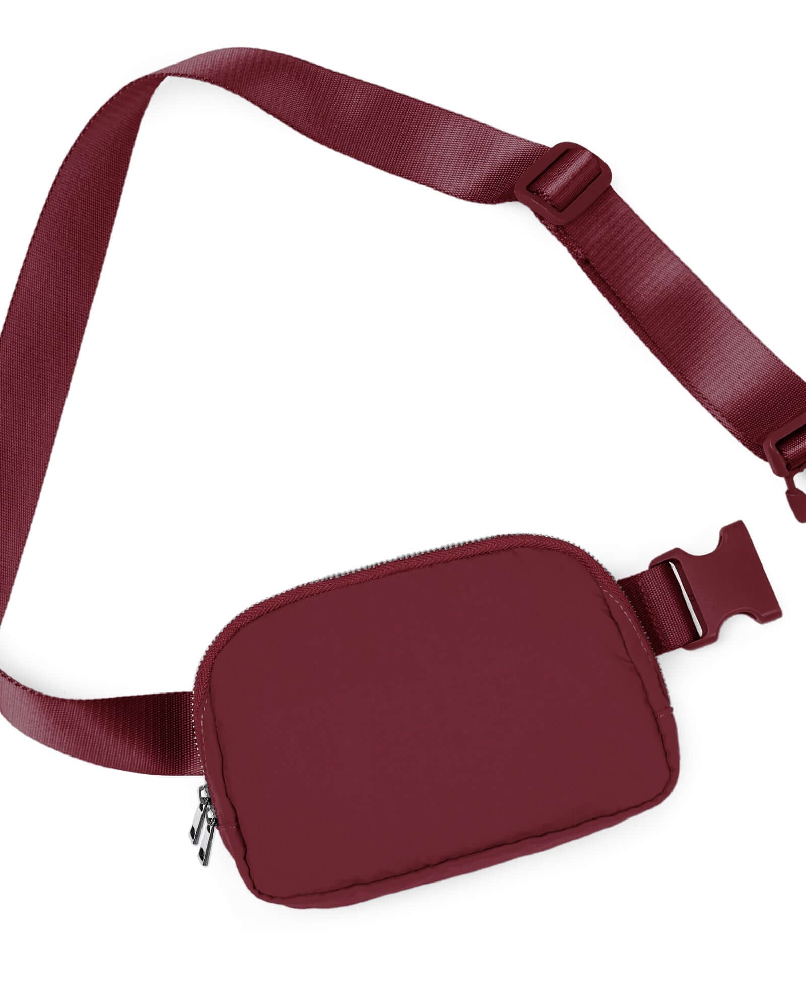 Unisex Two-Way Zip Mini Belt Bag Wine 8 x 2 x 5.5 - ododos