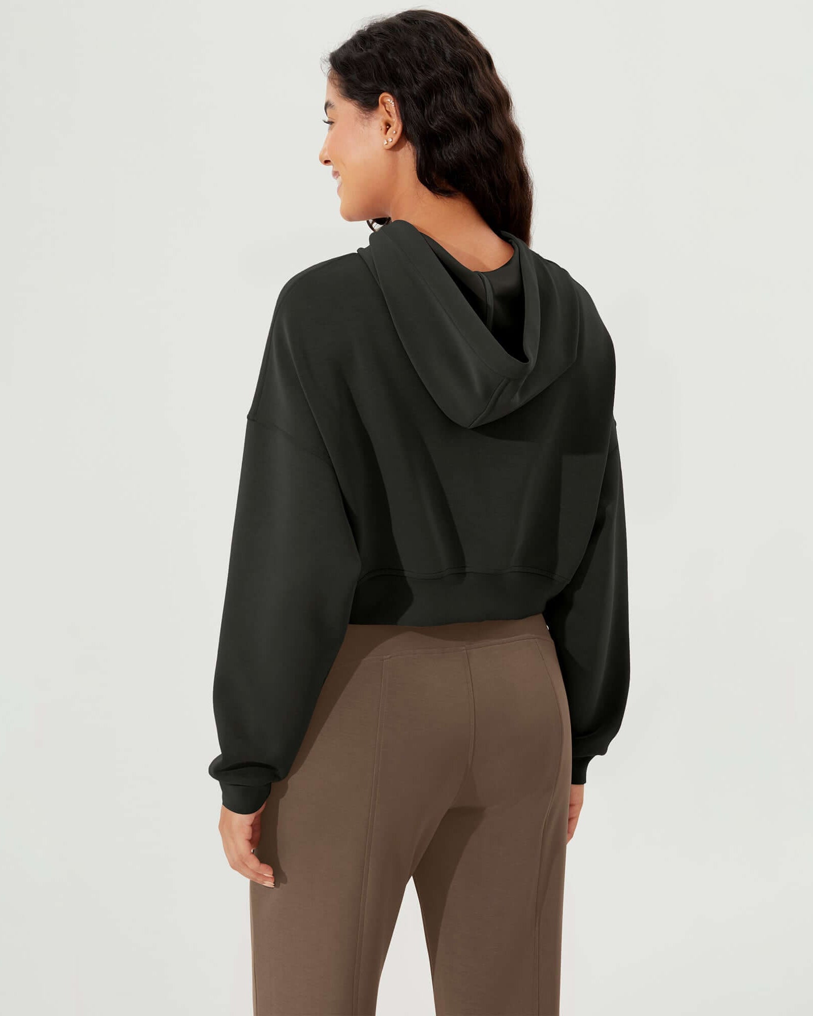 Full-Zip Cropped Long Sleeve Crop Casual Sweatshirts Jacket - ododos