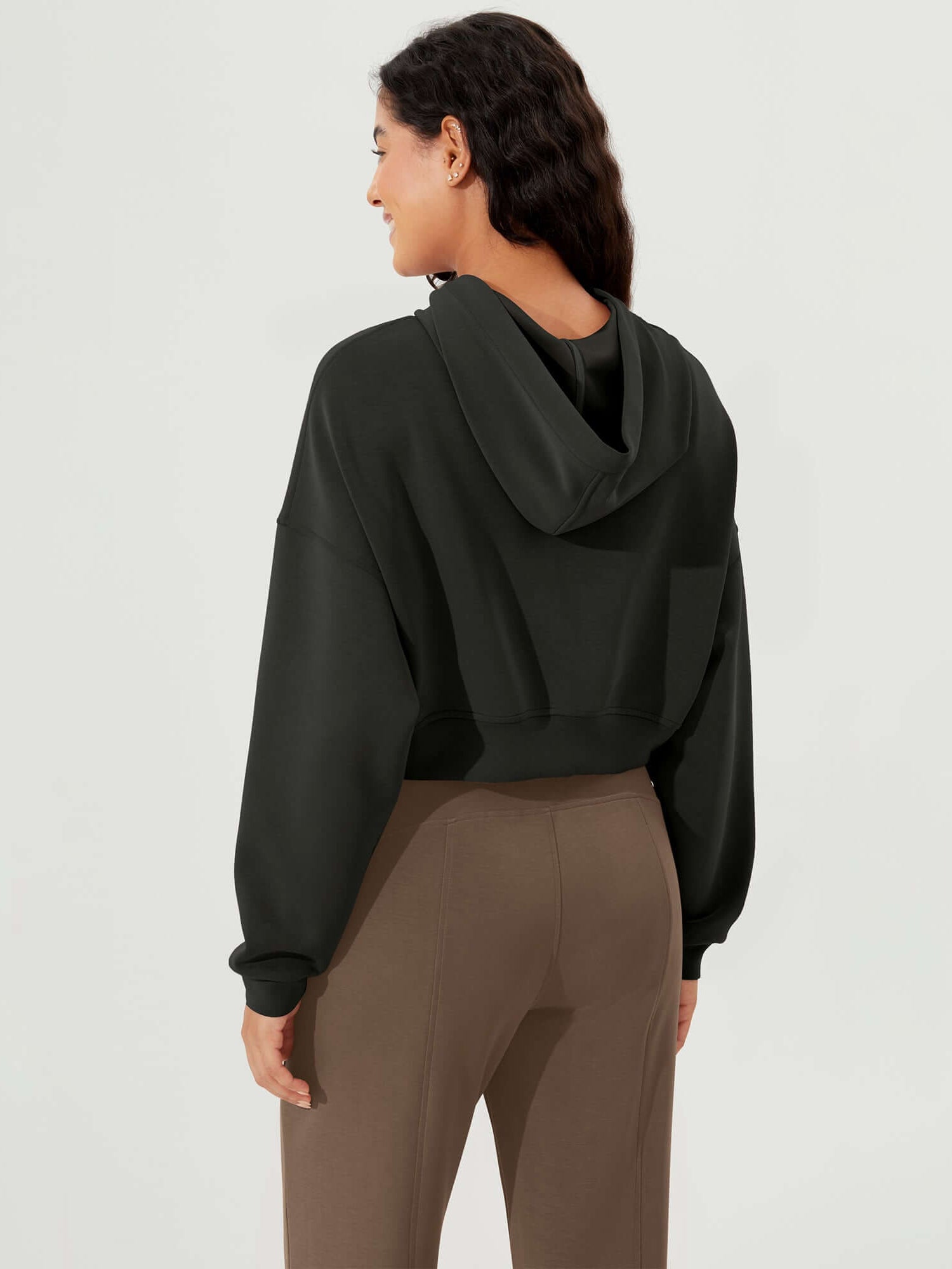 Full-Zip Cropped Long Sleeve Crop Casual Sweatshirts Jacket - ododos
