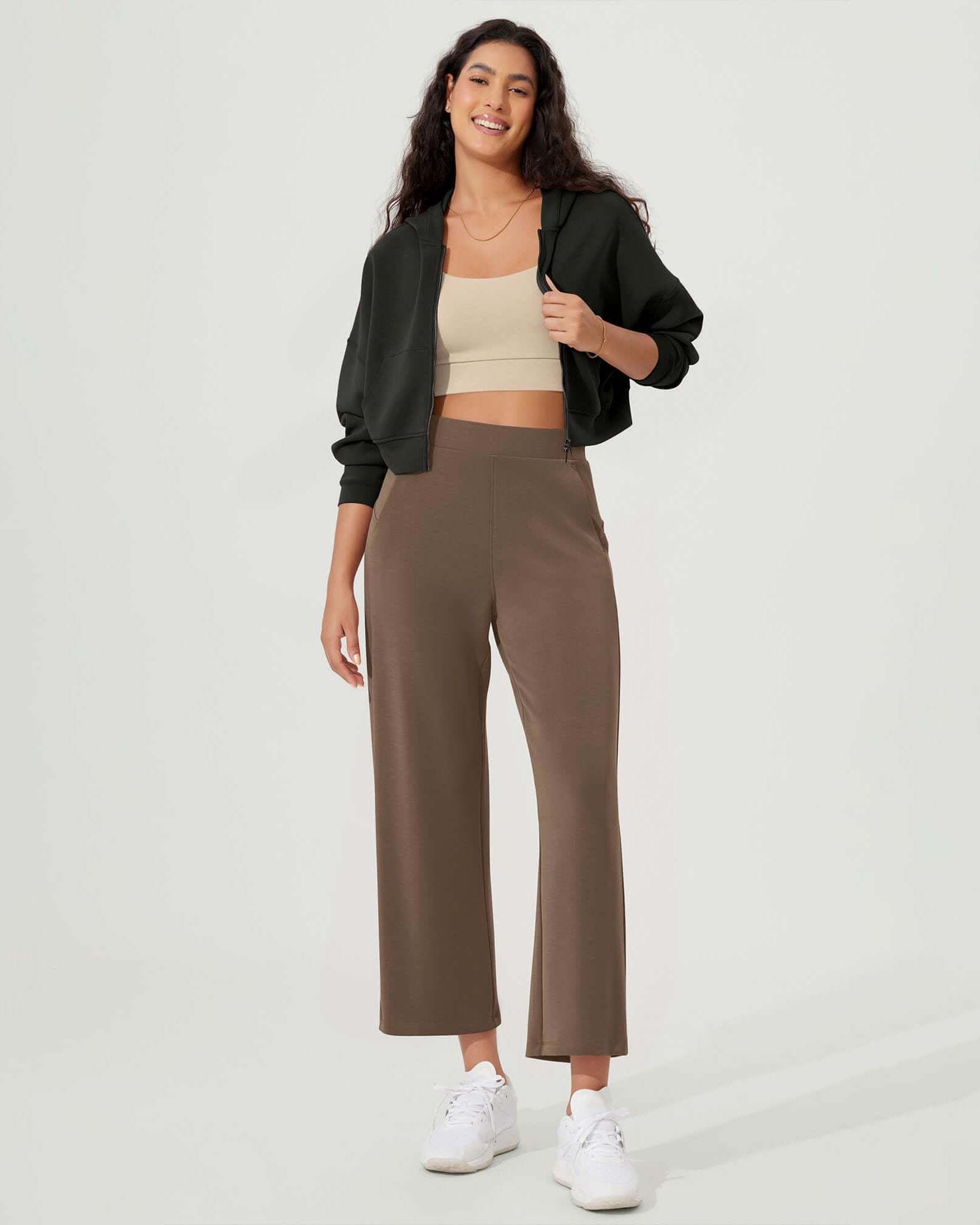 Full-Zip Cropped Long Sleeve Crop Casual Sweatshirts Jacket - ododos
