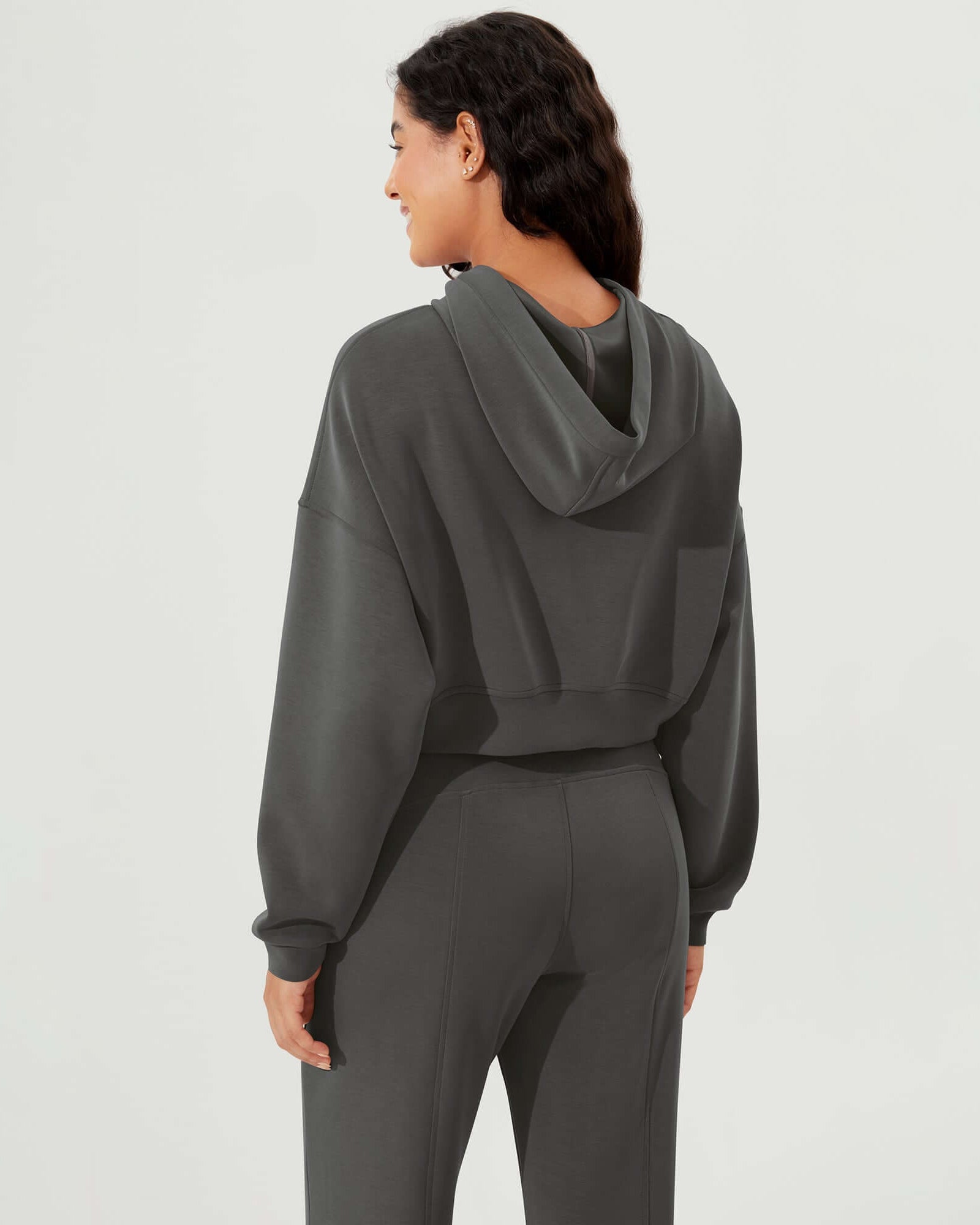 Full-Zip Cropped Long Sleeve Crop Casual Sweatshirts Jacket - ododos