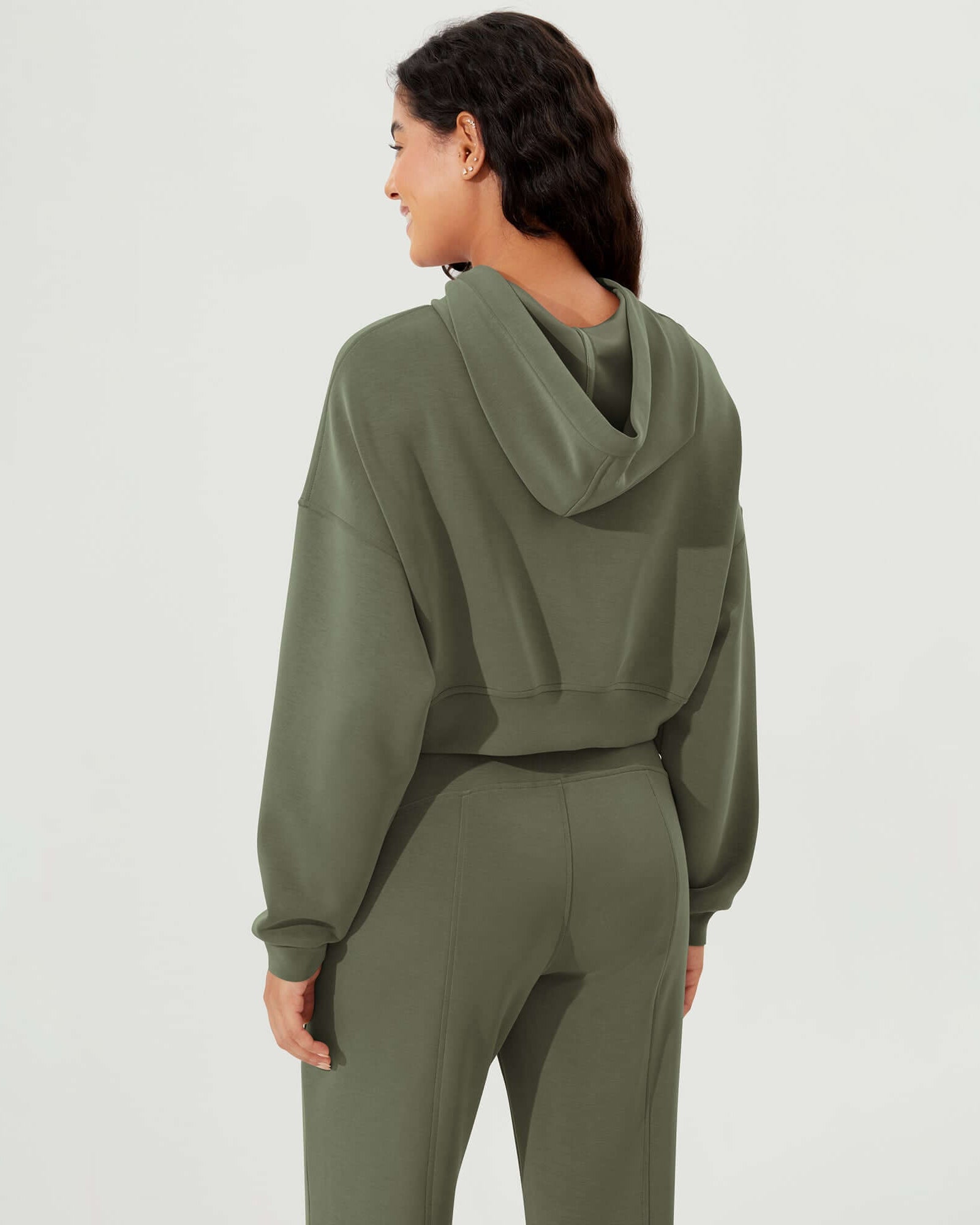 Full-Zip Cropped Long Sleeve Crop Casual Sweatshirts Jacket - ododos