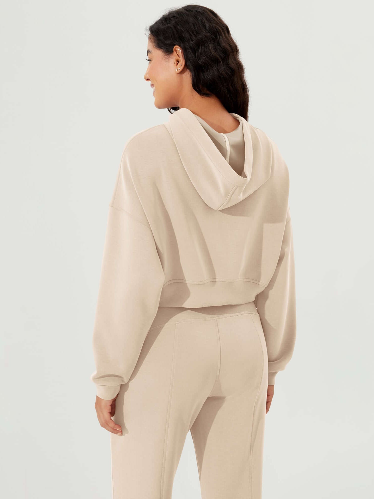 Full-Zip Cropped Long Sleeve Crop Casual Sweatshirts Jacket - ododos