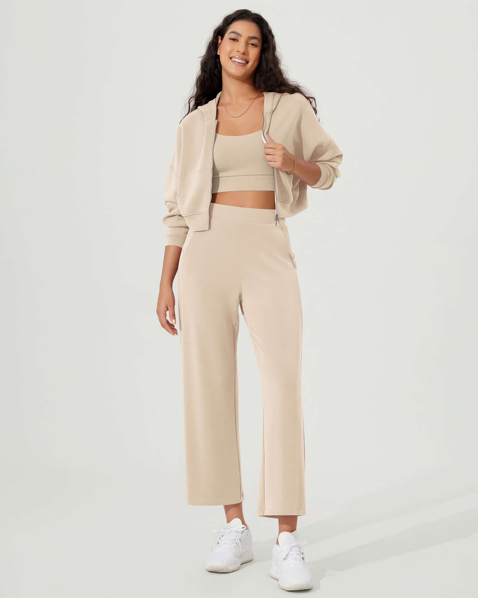 Full-Zip Cropped Long Sleeve Crop Casual Sweatshirts Jacket - ododos