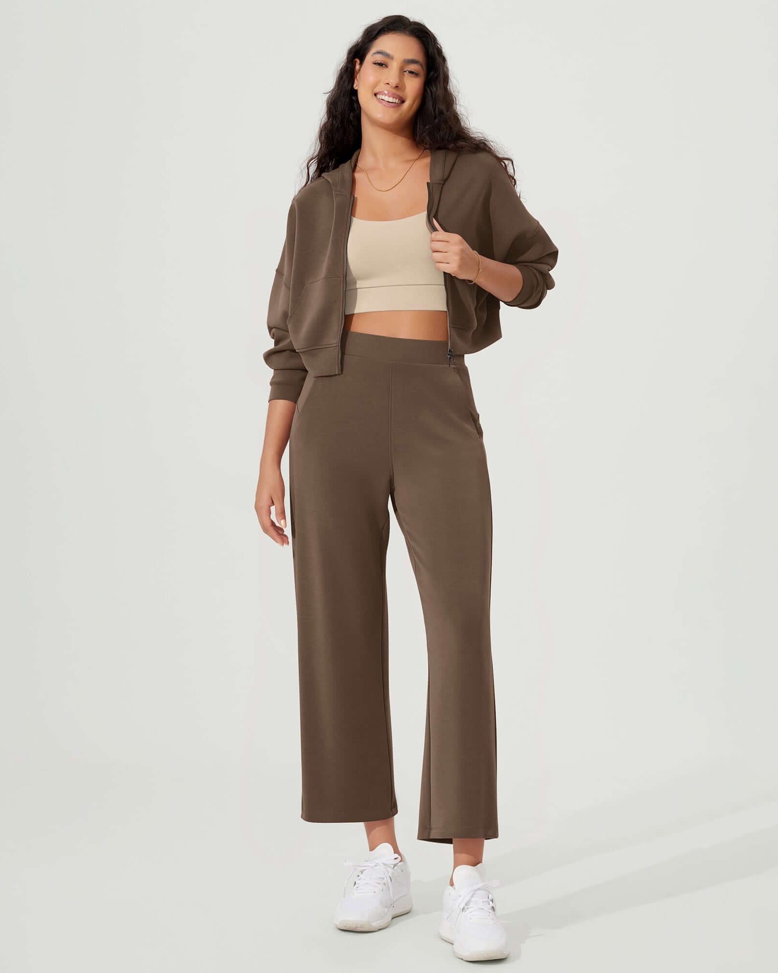 Full-Zip Cropped Long Sleeve Crop Casual Sweatshirts Jacket - ododos