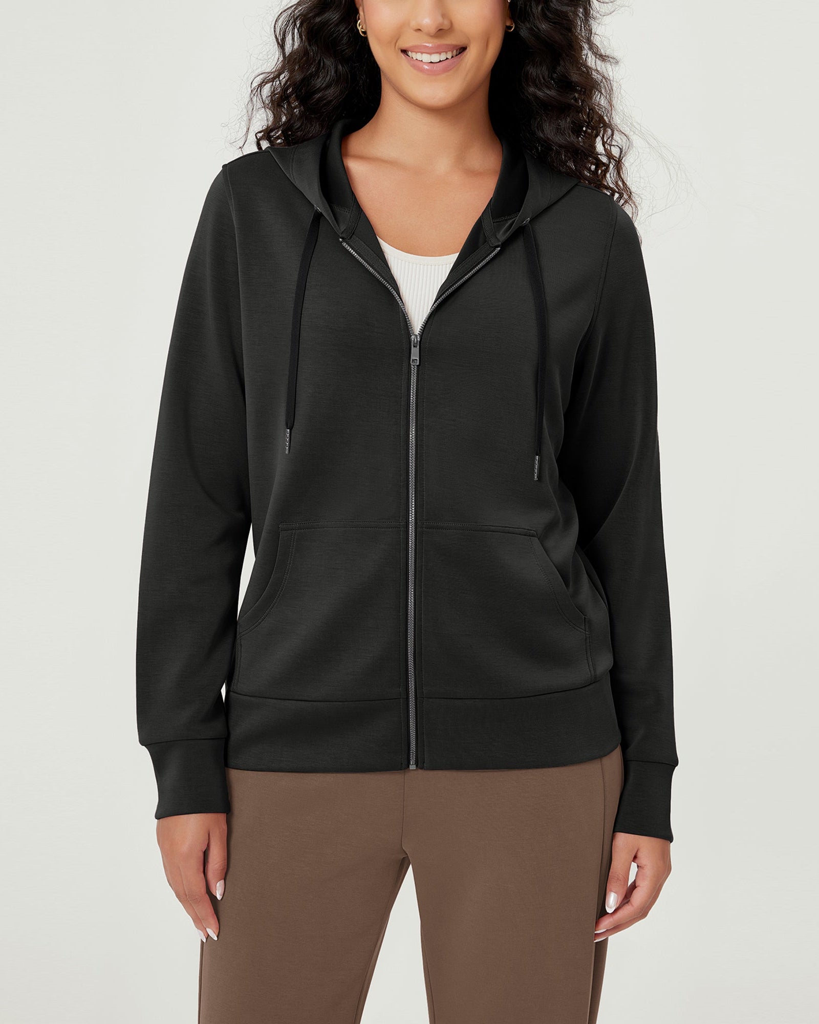 Modal Soft Full-Zip Hoodies Casual Jacket with Pockets - ododos