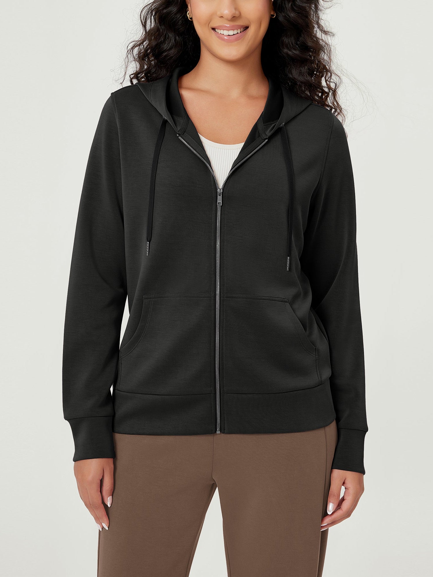 Modal Soft Full-Zip Hoodies Casual Jacket with Pockets - ododos