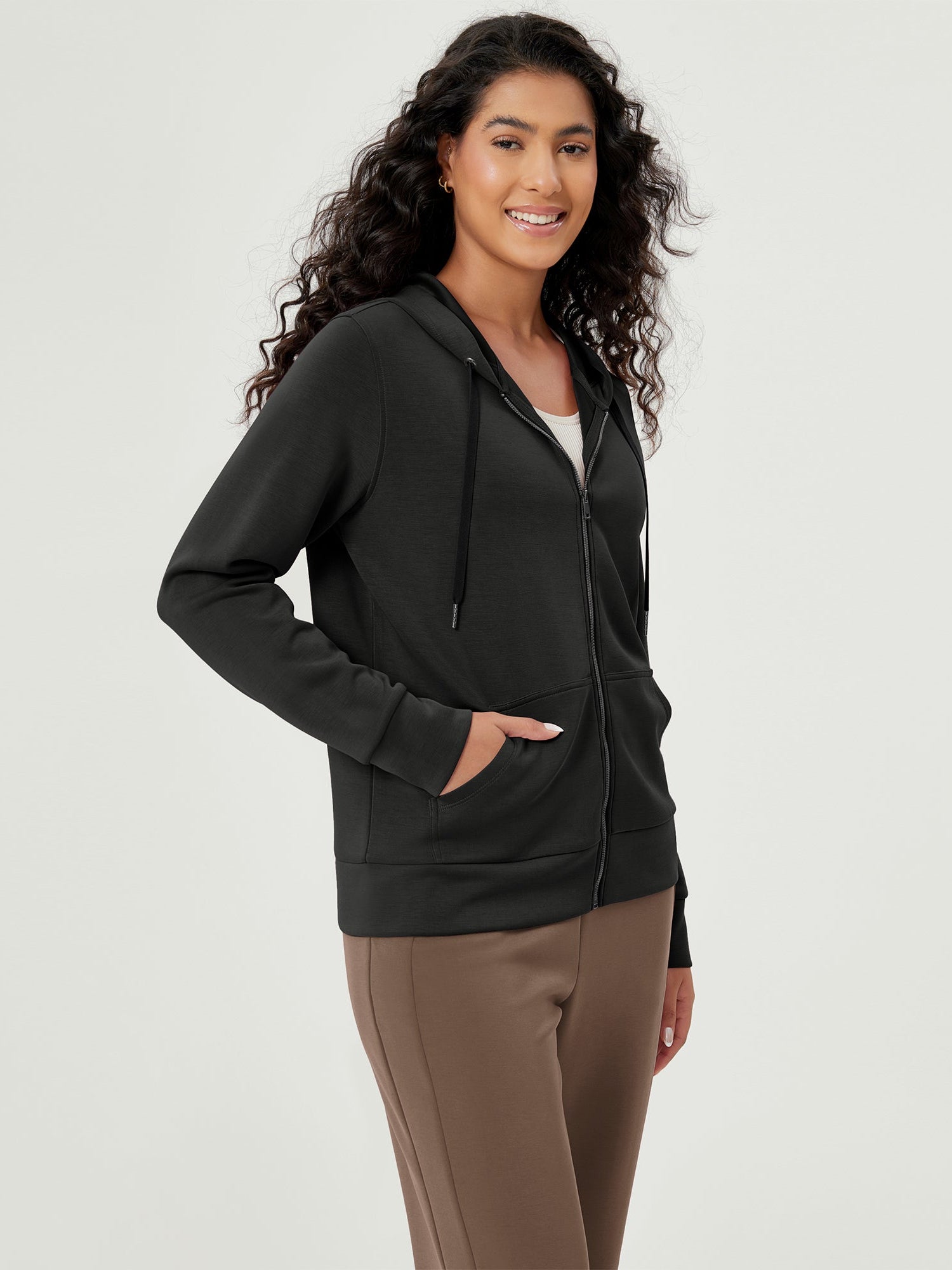 Modal Soft Full-Zip Hoodies Casual Jacket with Pockets - ododos