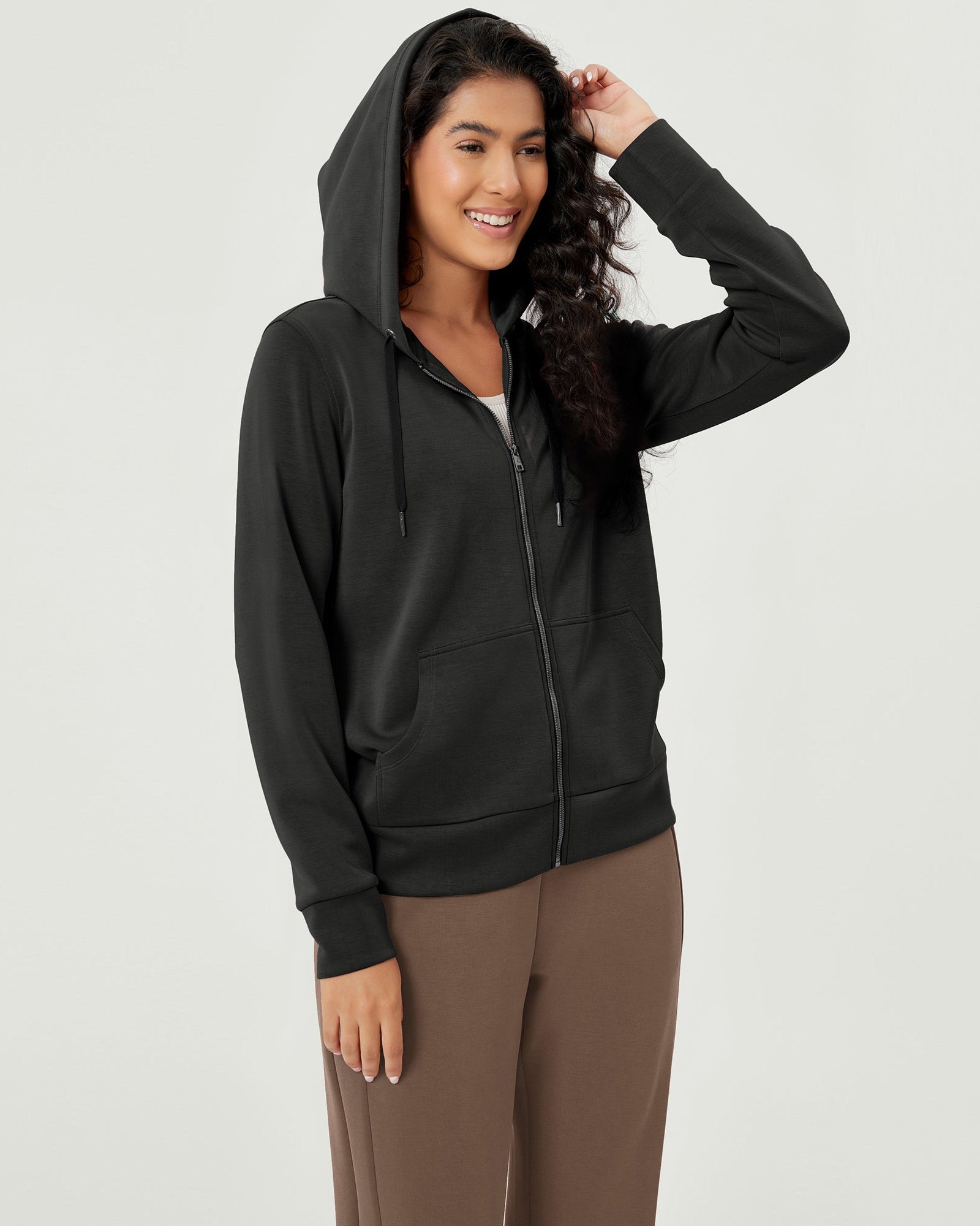 Modal Soft Full-Zip Hoodies Casual Jacket with Pockets - ododos