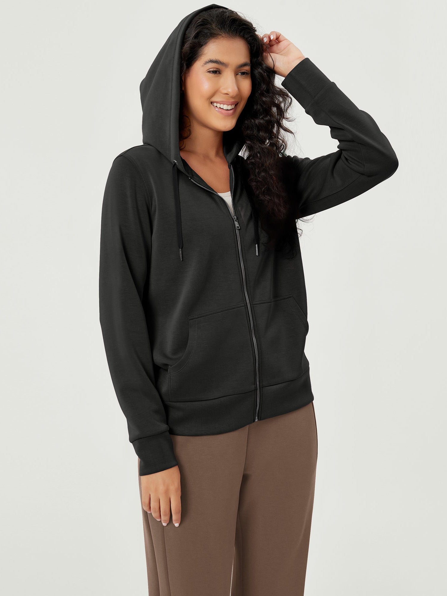 Modal Soft Full-Zip Hoodies Casual Jacket with Pockets - ododos