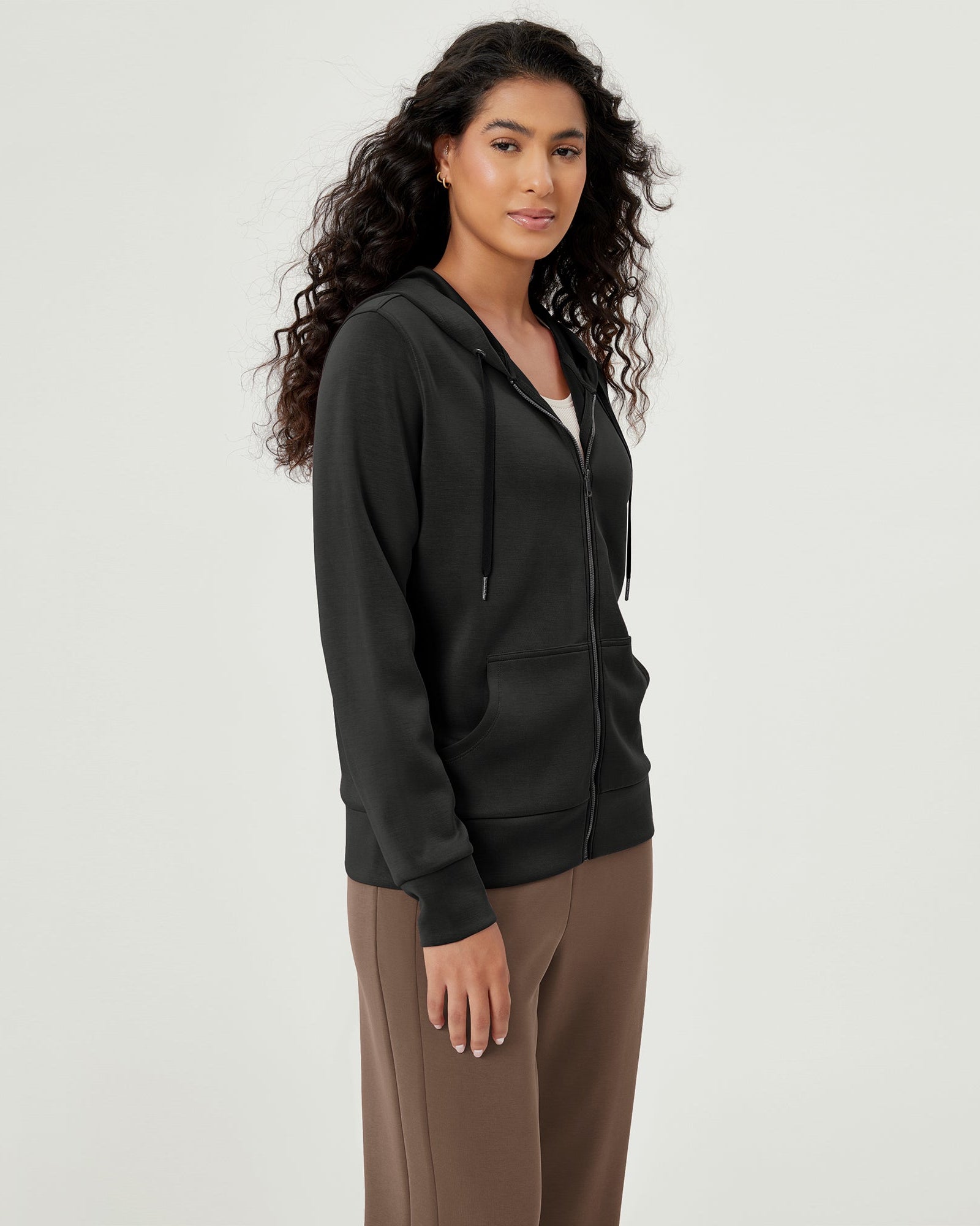 Modal Soft Full-Zip Hoodies Casual Jacket with Pockets - ododos