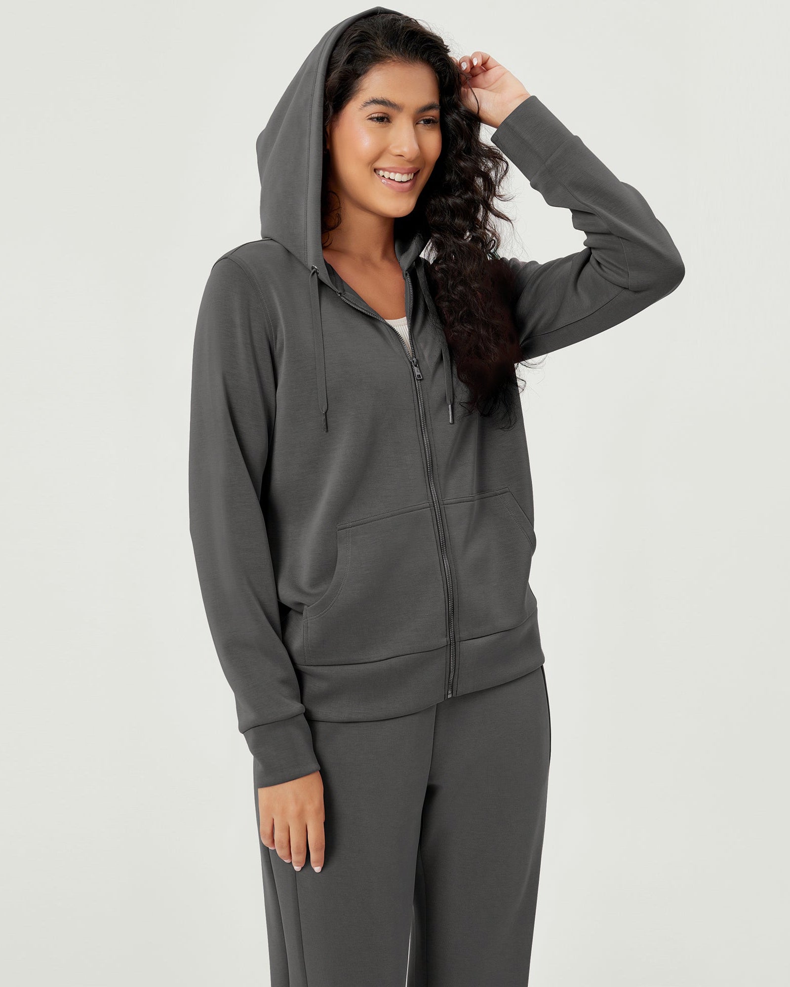 Modal Soft Full-Zip Hoodies Casual Jacket with Pockets - ododos
