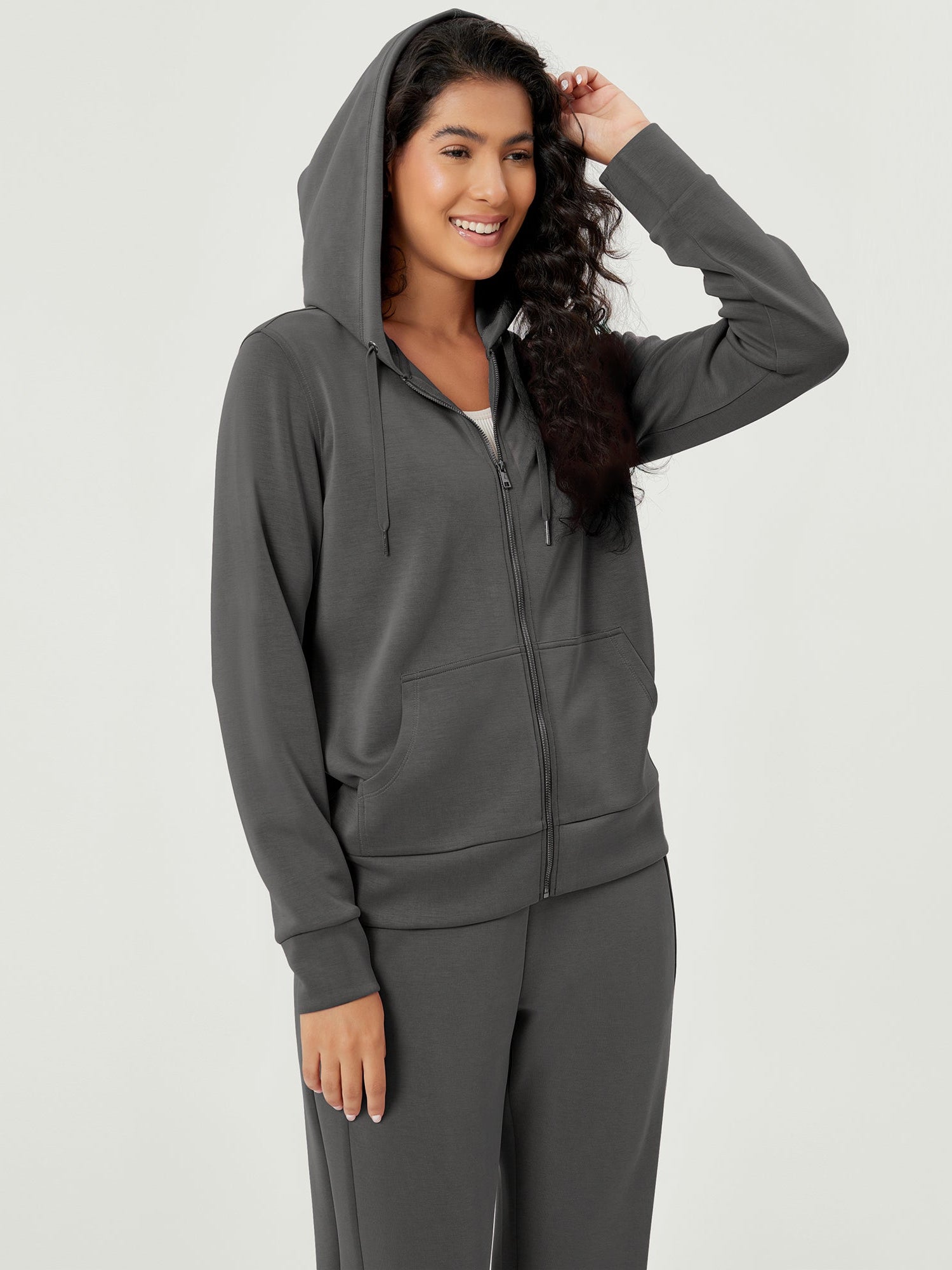 Modal Soft Full-Zip Hoodies Casual Jacket with Pockets - ododos
