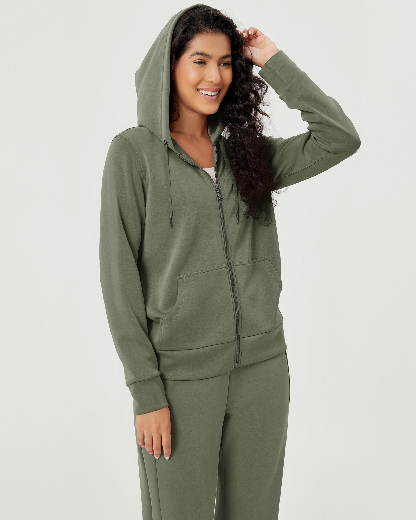 Modal Soft Full-Zip Hoodies Casual Jacket with Pockets - ododos